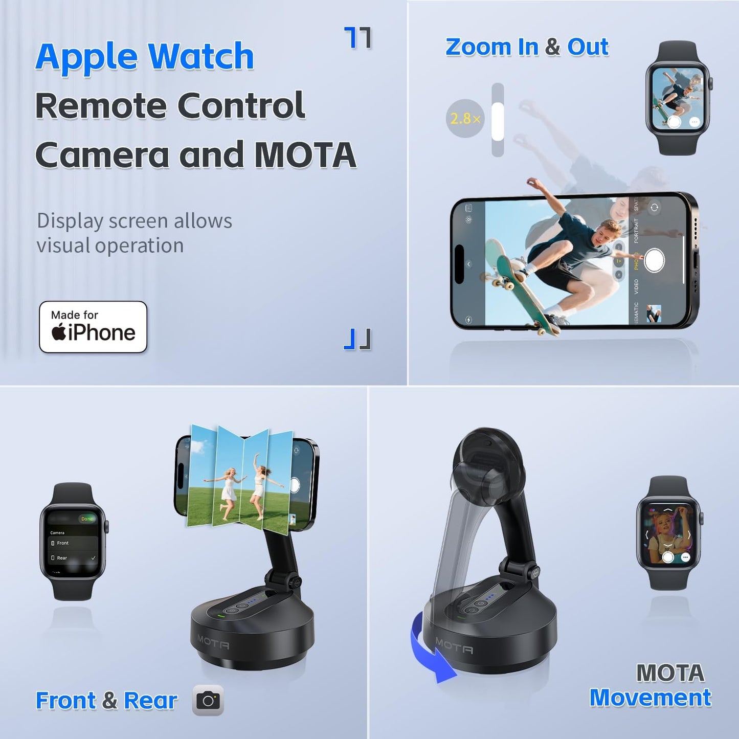 COMITOK 360 Magnetic Auto Face Tracking Stand Tripod MOTA for iPhone Follows Your Movement Hands-Free Video Recording