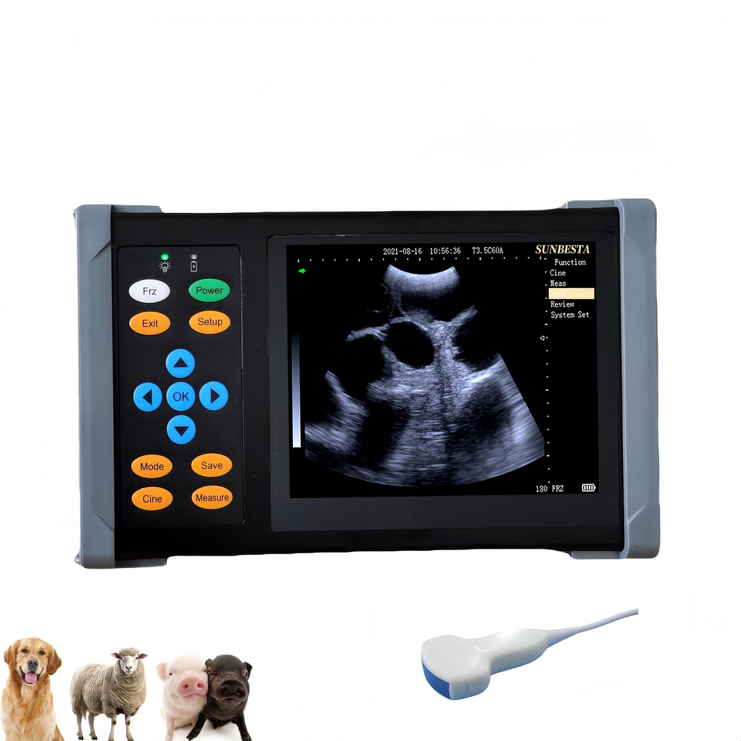 SUNBESTA Veterinary Ultrasound Machine A20, 3.5MHz Convex Probe, Aluminum Alloy Design, Rechargeable+ Carrying case, Friendly to Beginners, for Dog Kennels, Pig Farm and Sheep Farm Pregnancy Check