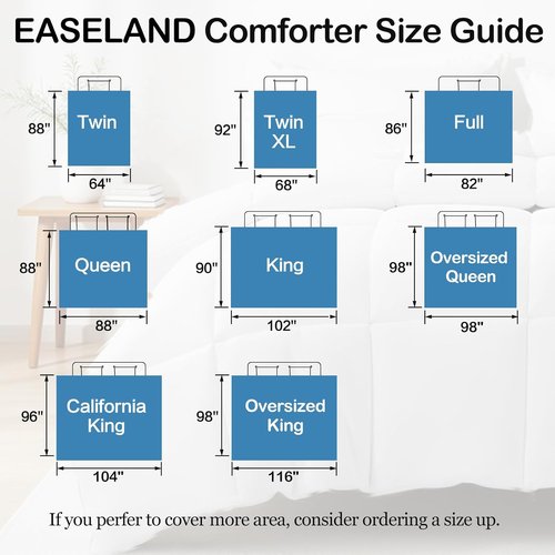 EASELAND Down Alternative Comforter Queen Size - Quilted Duvet Insert for All Seasons, Soft Cozy with Corner Tabs, Summer Winter Warm Bedding, Pure White 88×88