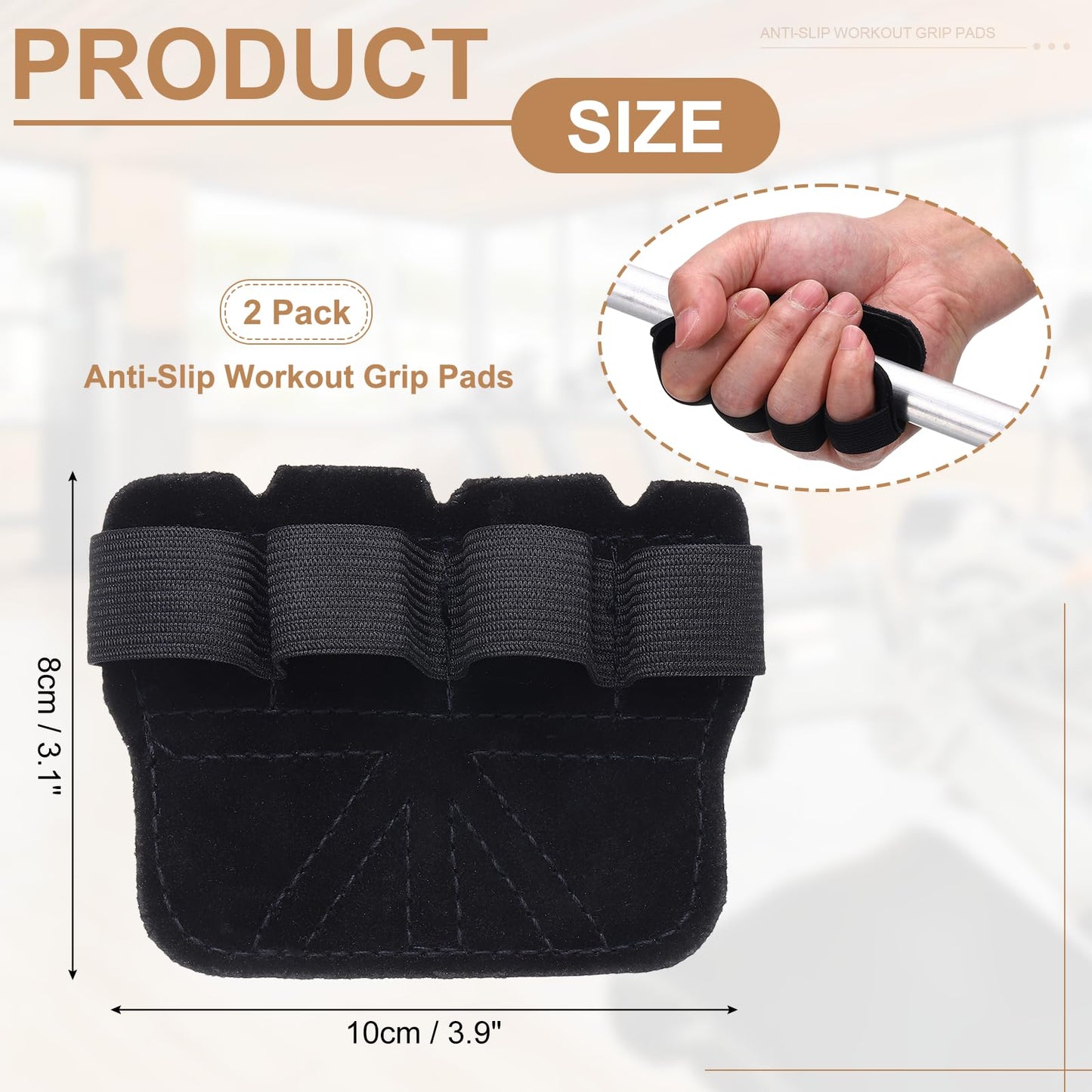 YELARXI Anti-Slip Workout Grip Pads, Lifting Grips Pads Weight Gloves for Men Women,4 Pack & Cowhide & Black - Fitting for (Weightlifting/Deadlift/Pull-Up/Gym Training/Yoga)
