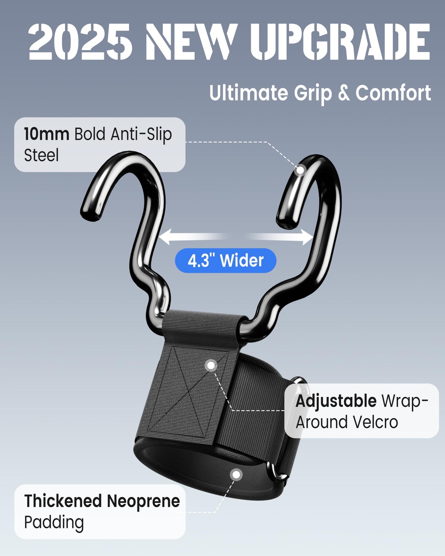WKWE Upgrade Weight Lifting Hooks, Gym Heavy Duty Power Lifting Straps for Men & Women Deadlifts, Pull Up, Powerlifting, Shrugs