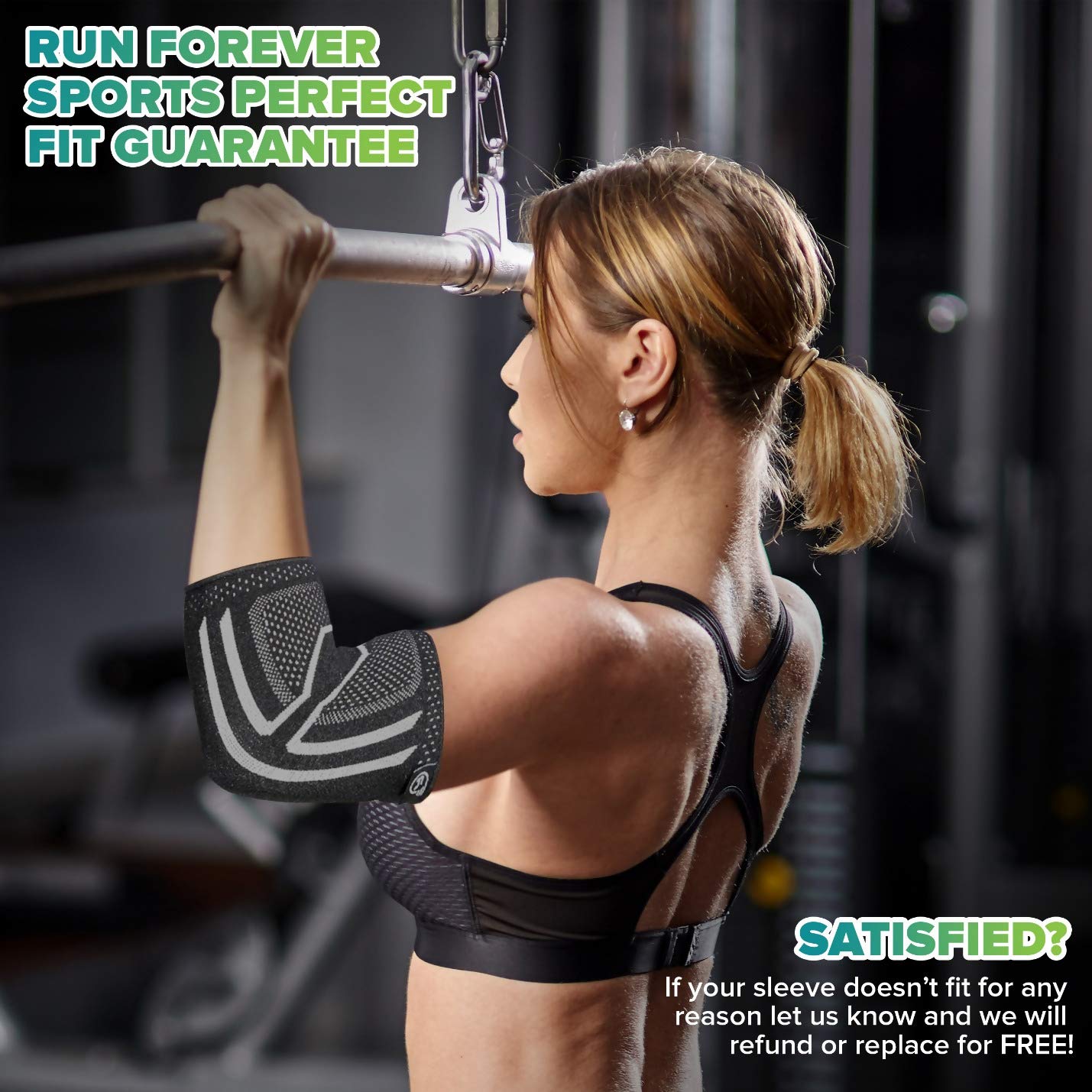 Run Forever Elbow Compression Sleeve for Men & Women | Forearm & Elbow Sleeve for Weightlifting, Workout, Exercise, Golf & Tennis | Elbow Brace for Tendonitis, Arthritis, Bursitis, & Pain Relief