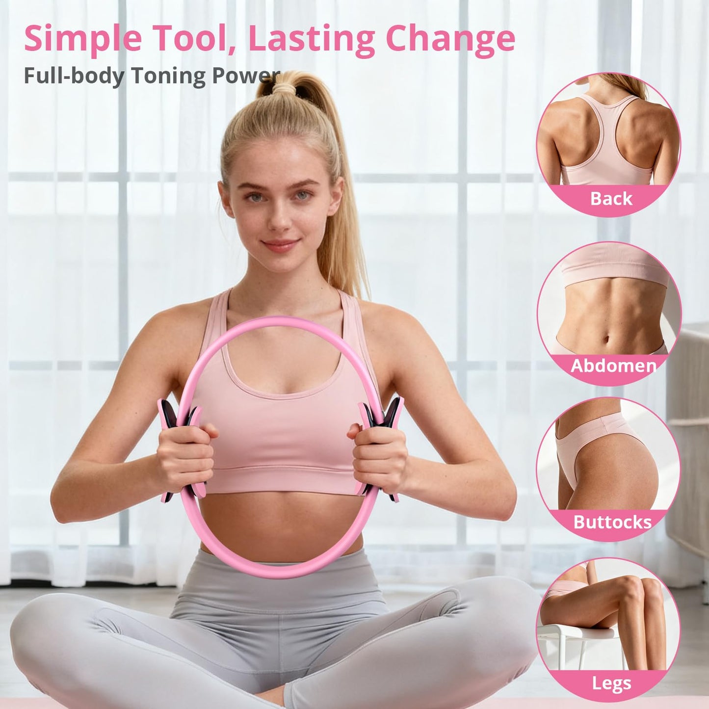 euphobay Pilates Essentials Kit for Women, Home Workout Pilates Kit with Ring, Mini Ball, Resistance Bands, Yoga Strap & More, Beginner Pilates Starter Kit for Toning, Strength & Flexibility