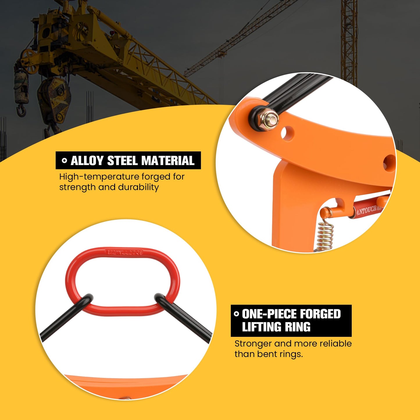 HEYVOZE 716 lbs Granite Slab Lifting Clamp, 2.4-9.5 in Opening X-Type Stone Lifting Clamp, Durable Design for Granite, Marble, and Concrete Handling