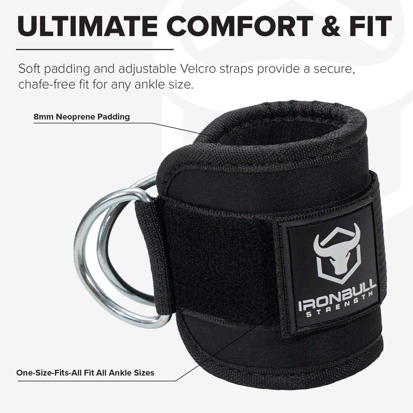 Women's Ankle Strap for Cable Machines & Resistance Bands: Gym & Home Workout Cuff Attachment for Leg Extensions, Kickbacks, Hip Abductors - Booty Exercises (Black, Pair)