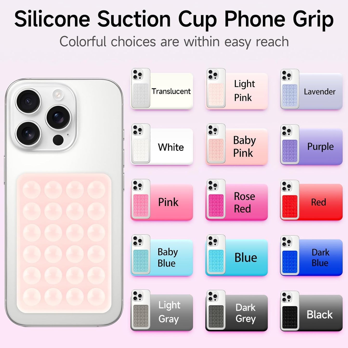 2 Pack Yojaro Silicone Suction Phone Case Mount, Silicon Adhesive Smartphones Stand Sticky, Non Slip Suction Cup