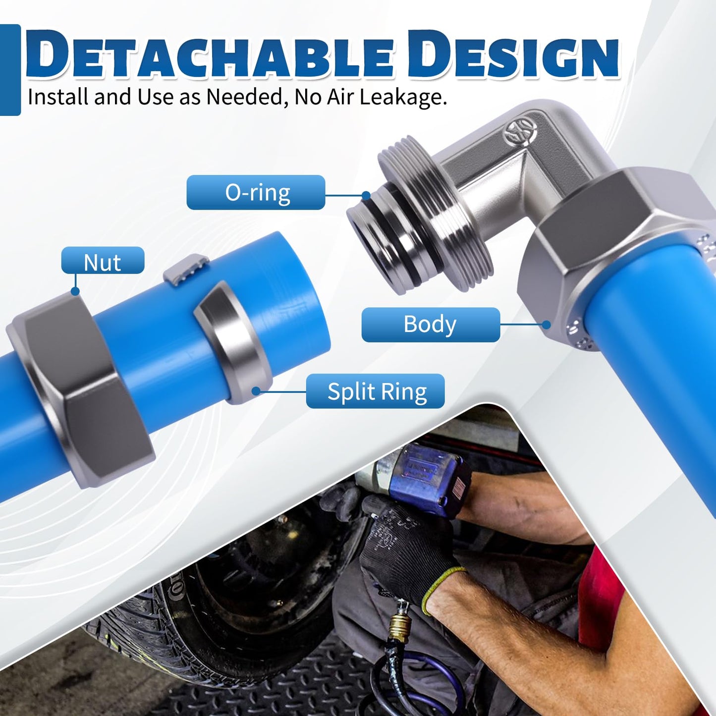 Boeray Shop Air Line Kit 3/4” 200FT Compressed Air Piping System HDPE-Aluminum-HDPE Air Tubing with 4-Way Aluminum Blocks Brass Valves Air Piping Fittings Kit Air Compressor Accessories for Garage