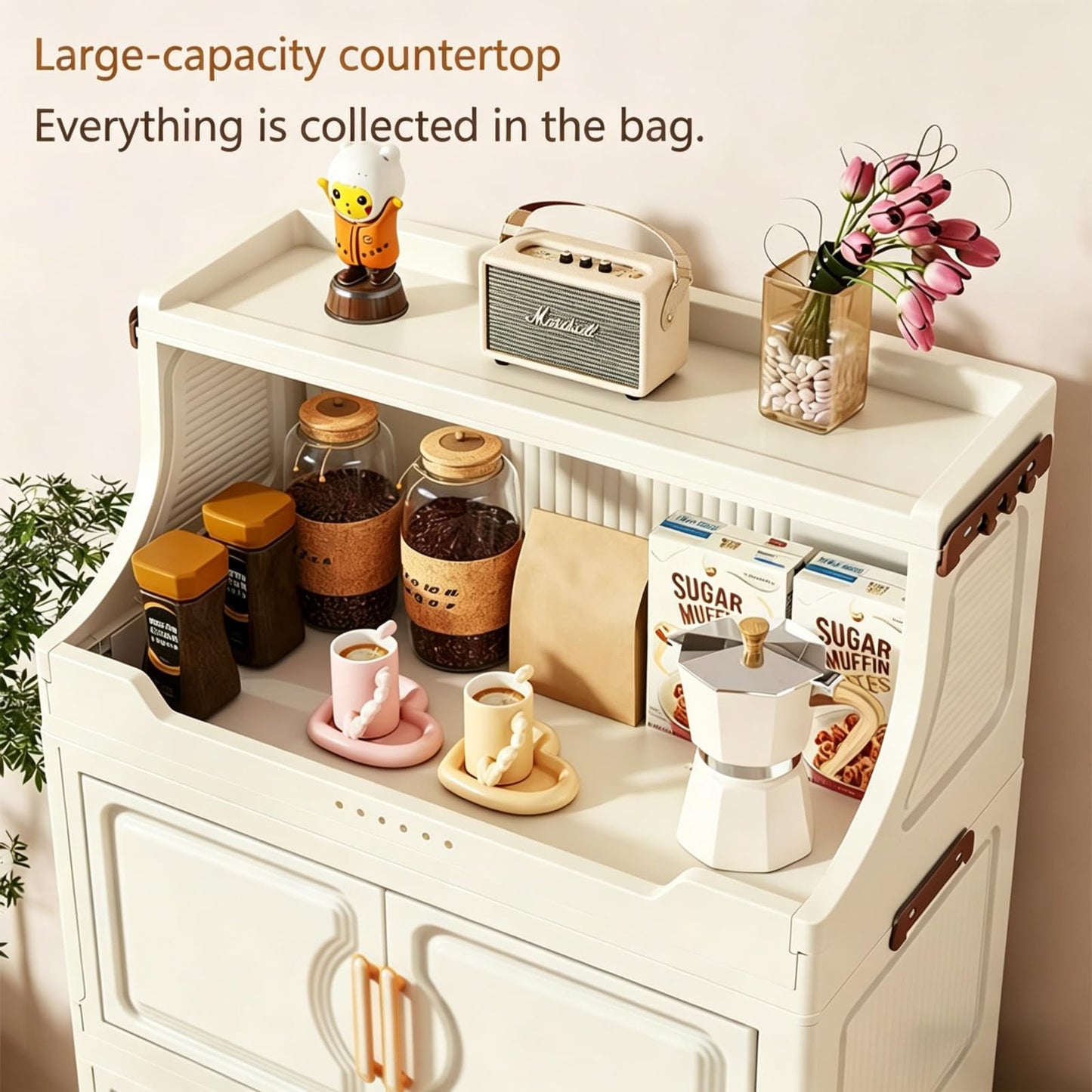 SWBDYS Collapsible Storage Bins with Lids, Foldable Storage Box with Doors and Wheels, 210QT Lockable kitchen cabinet organizer, White Plastic Drawers for Bedroom Office（5 Pack 1 top lid Large）