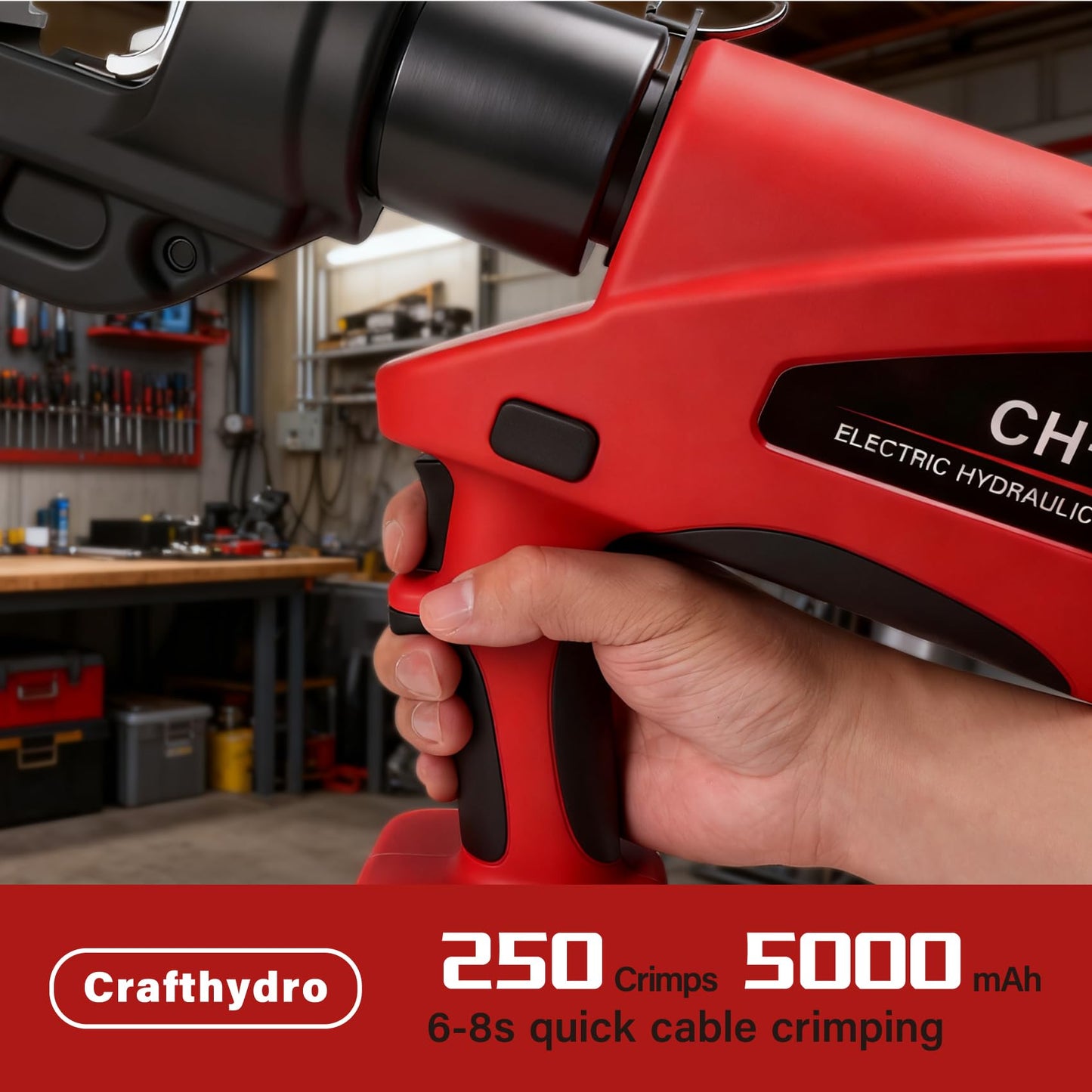 Cordless Hydraulic Crimping Tool - 15Molds(12AWG to 750MCM) 12Tons Battery Electric Lug Crimpers for Cu/Al Terminals, Continuous Wire Crimper Pliers