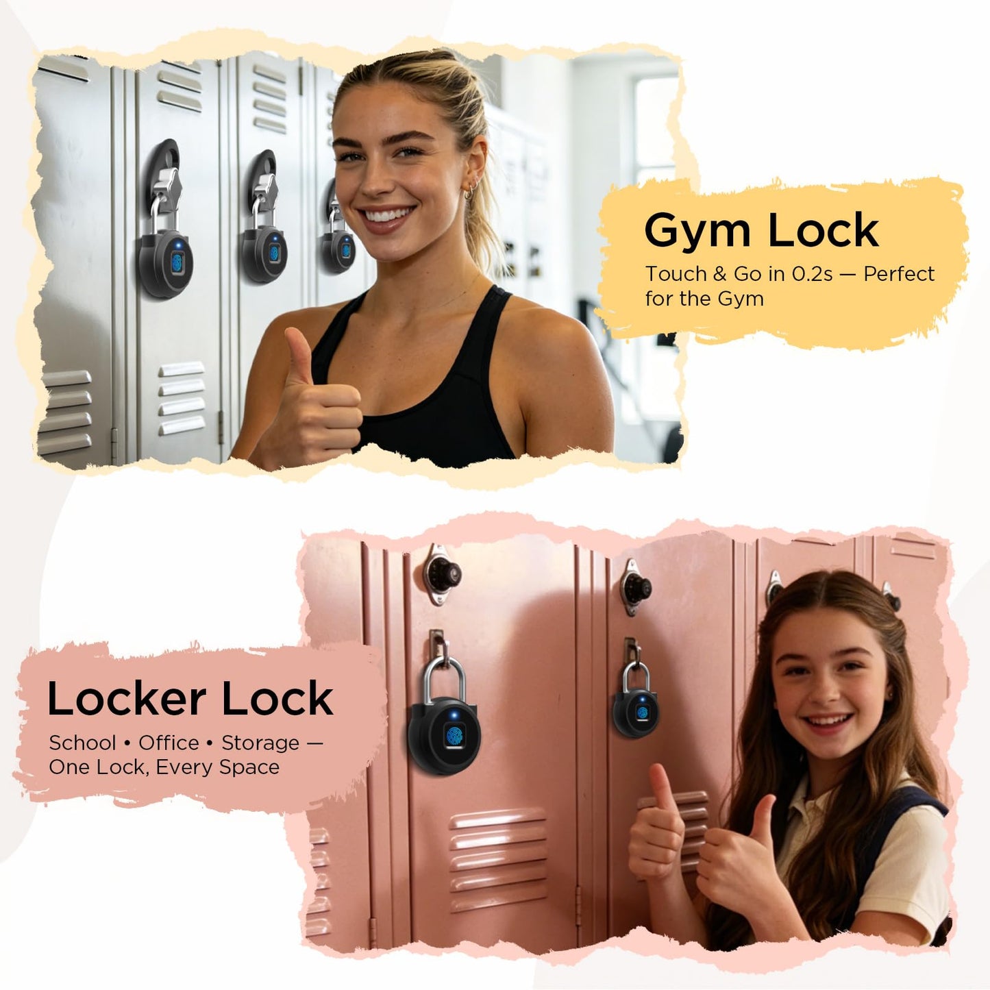 Fingerprint Lock, Dhiedas Gym Locker Lock with Fingerprint Bluetooth APP, Biometric Finger Print Padlock with Keyless, Waterproof Smart Padlock for Locker School Suitcase Cabinet Storage
