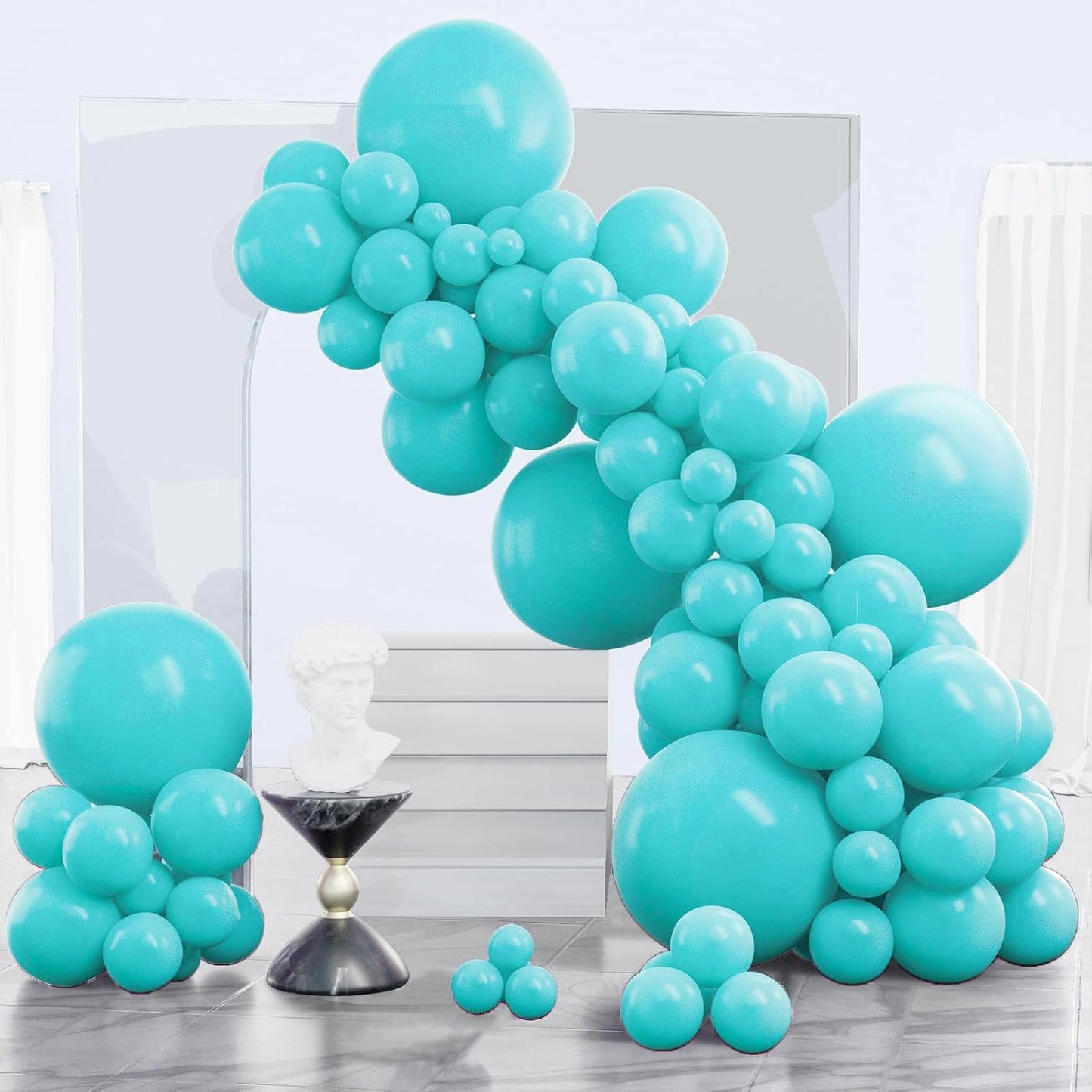 PartyWoo Teal Balloon Arch Kit - 140pcs in 5, 10, 12 Inch Sizes | Perfect for Baby Showers, Graduations & Parties