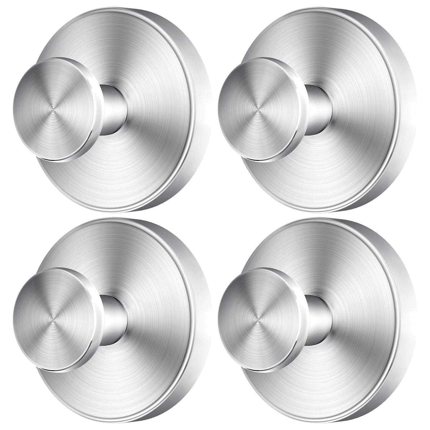 SOCORIA 2026 Upgraded Drill-Free Suction Cup Hooks, Stainless Steel Suction Cup Hooks for Shower, Mirror, Wall, Bathroom, Glass, Hanging Towels - 4 Pack, Brushed Silver