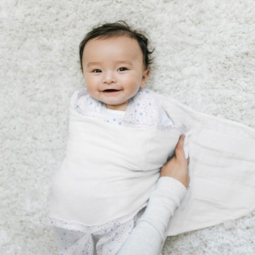 HALO 100% Cotton Sleepsack Swaddle - 3-Way Adjustable Wearable Blanket, TOG 1.5, Midnight Moons Blue, Small (3-6 Months)