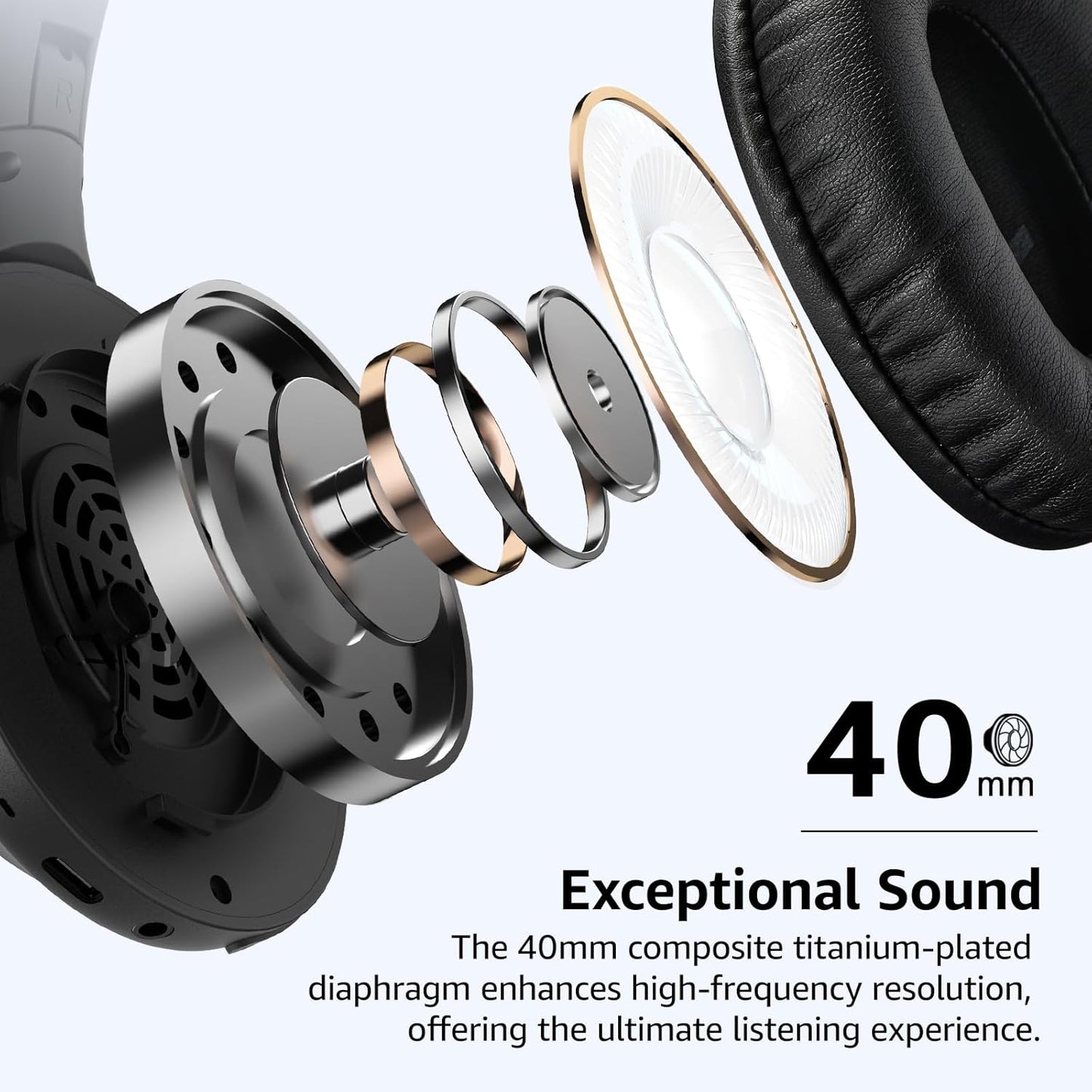TOZO HA1 5.4 70H Headset, 32 Bluetooth Over Ear Headphones, Playtime with Mic, Foldable Wireless Deep Bass Stereo Sound