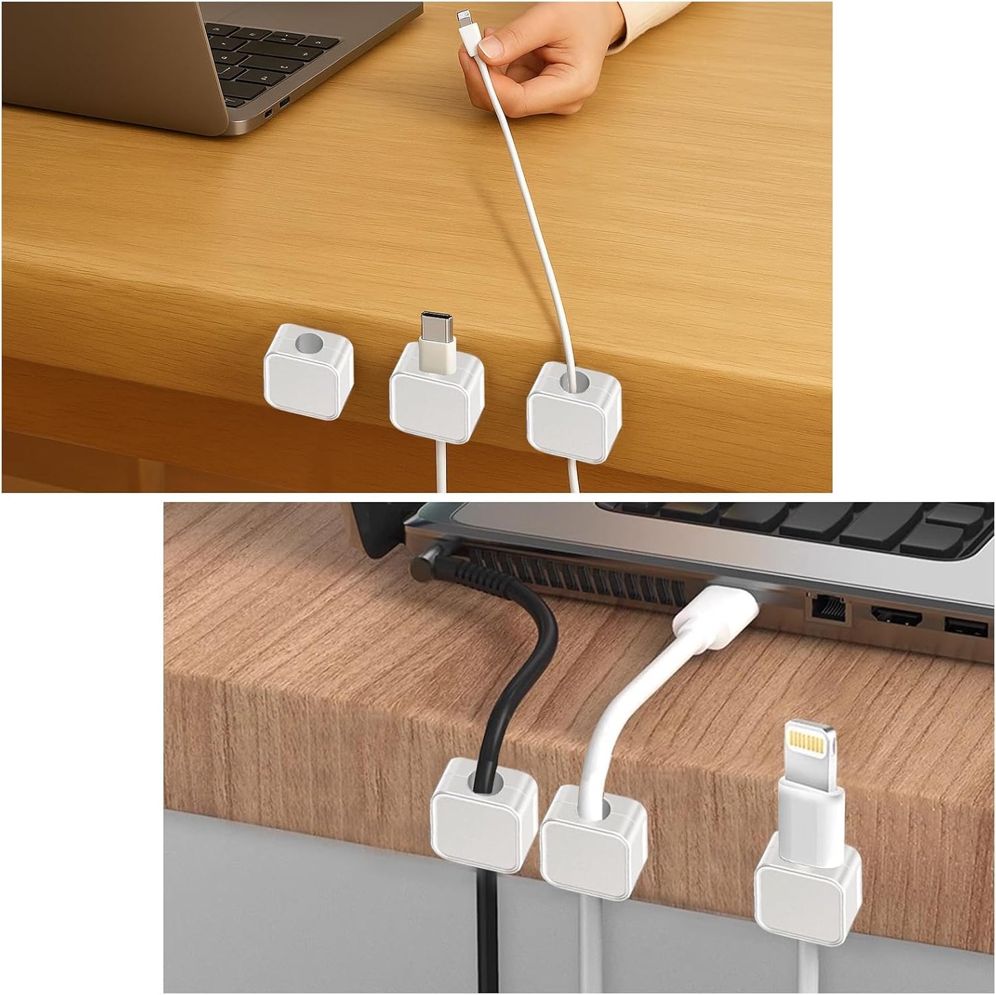 SDICSN 9 Pack [1S Magnetic Cable Clips Lock] Cord Organizer Spring Cable Holder Clips Cord Holder for Under Desk