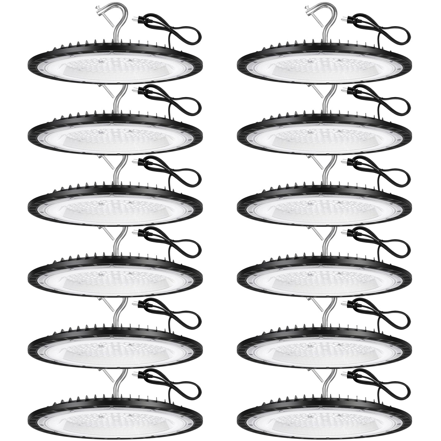 YANYCN 12 Pack 240W UFO LED High Bay Lights,120VAC IP66 Waterproof,40000LM 5000K Daylight, 1050W MH/HPS with Plug Commercial Bay Lighting for Barn,Gym,Factory,Warehouse,Shop,Workshop,Gym