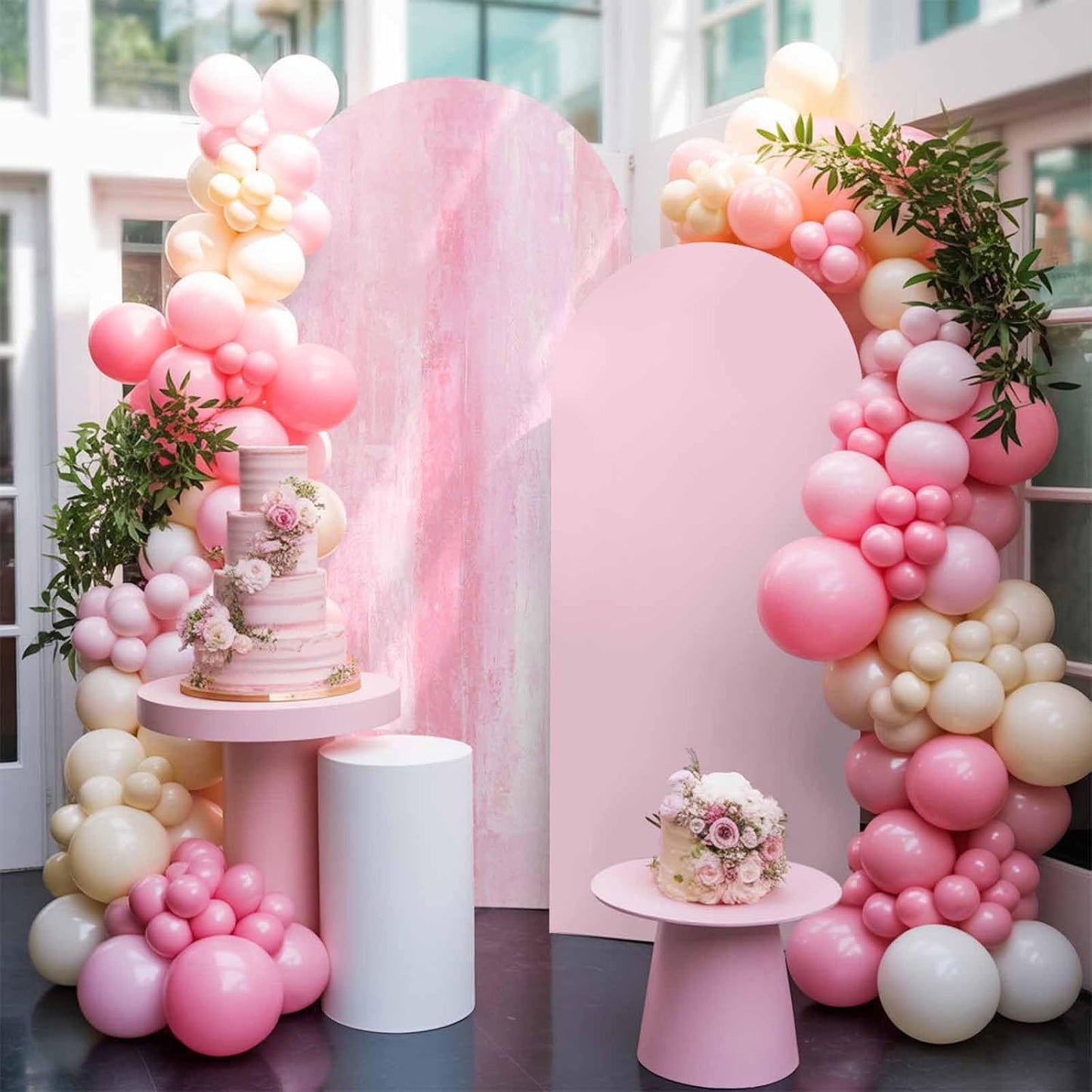 Jnbasdffb 7.2 Pink Wedding Arch Cover,Stretchy Spandex Arch Backdrop Stand Covers FT,Retro Oil Painting Modern Abstract
