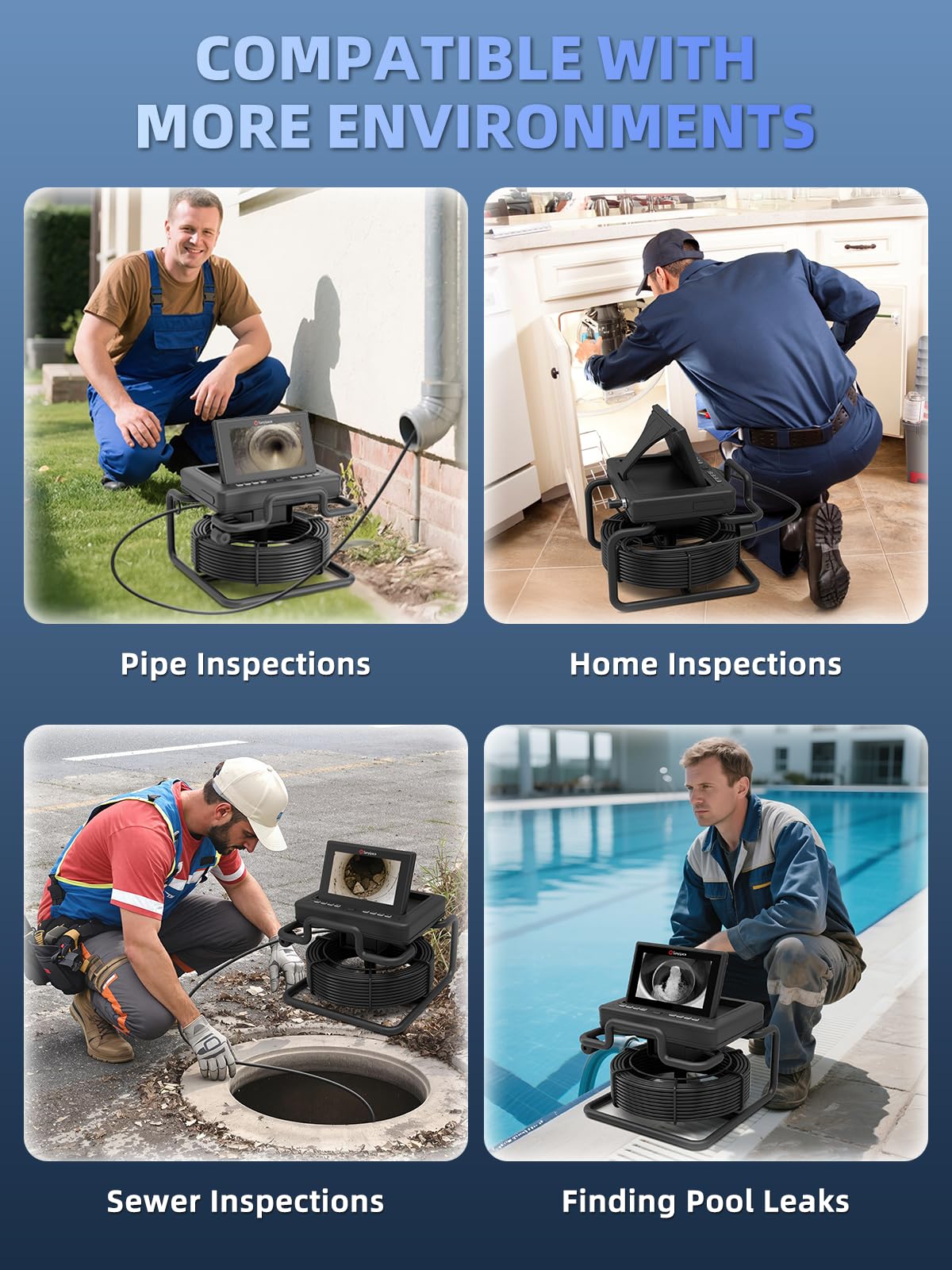 Sanyipace Sewer Camera 66FT/20M,7" IPS Pop-up Screen,20X Digital Zoom,Waterproof Drain Camera with Distance Counter,Plumbing Camera with MIC & Speaker,32GB Card for Sewer Line Plumbing Inspection