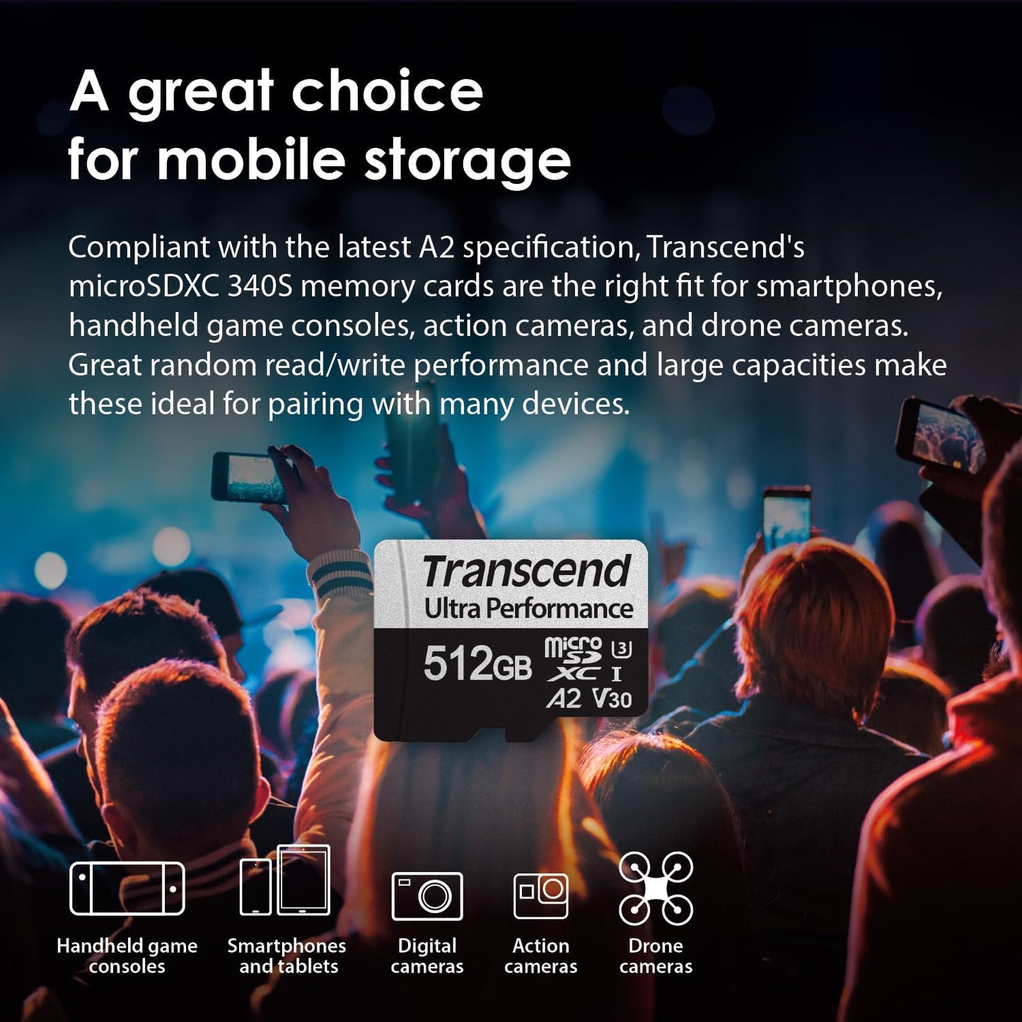 Transcend USD340 A2 V30 128GB, 160MB/s, Claw/DJI/Insta360/Action U3 C10 4K microSDXC Micro SD Card Up
