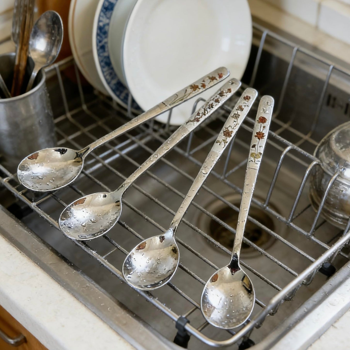 Soup Spoons Set of 4-8 Inch Long Handle