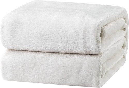 Bedsure GentleSoft Fleece Blanket | Queen Size White - Soft, Lightweight, Plush & Cozy Microfiber, 90x90 Inches