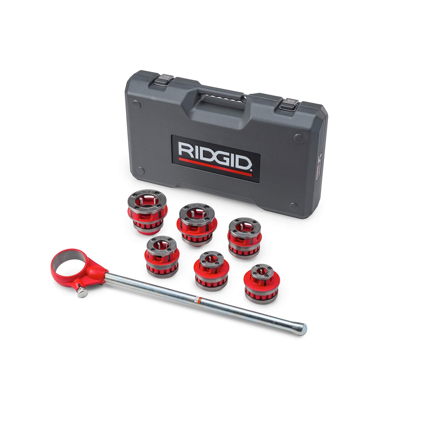 RIDGID 36475 Exposed Ratchet Threader Set, Model 12-R Ratcheting Pipe Threading Set of 1/2-Inch to 2-Inch NPT Pipe Threading Dies and Manual Ratcheting Pipe Threader with Carrying Case