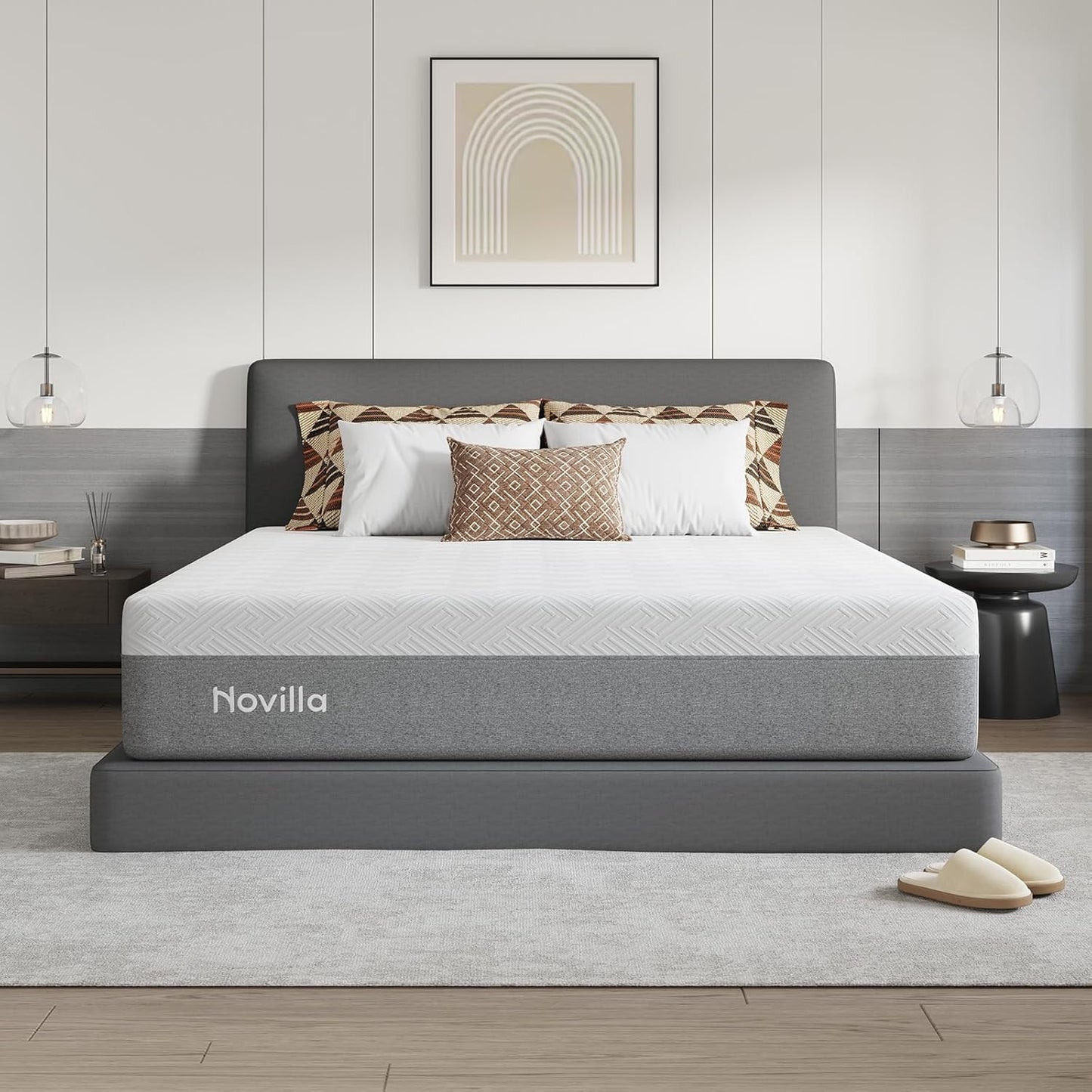 Novilla 14-Inch King Size Memory Foam Mattress - Plush Comfort & Pressure Relief | Bliss Grey