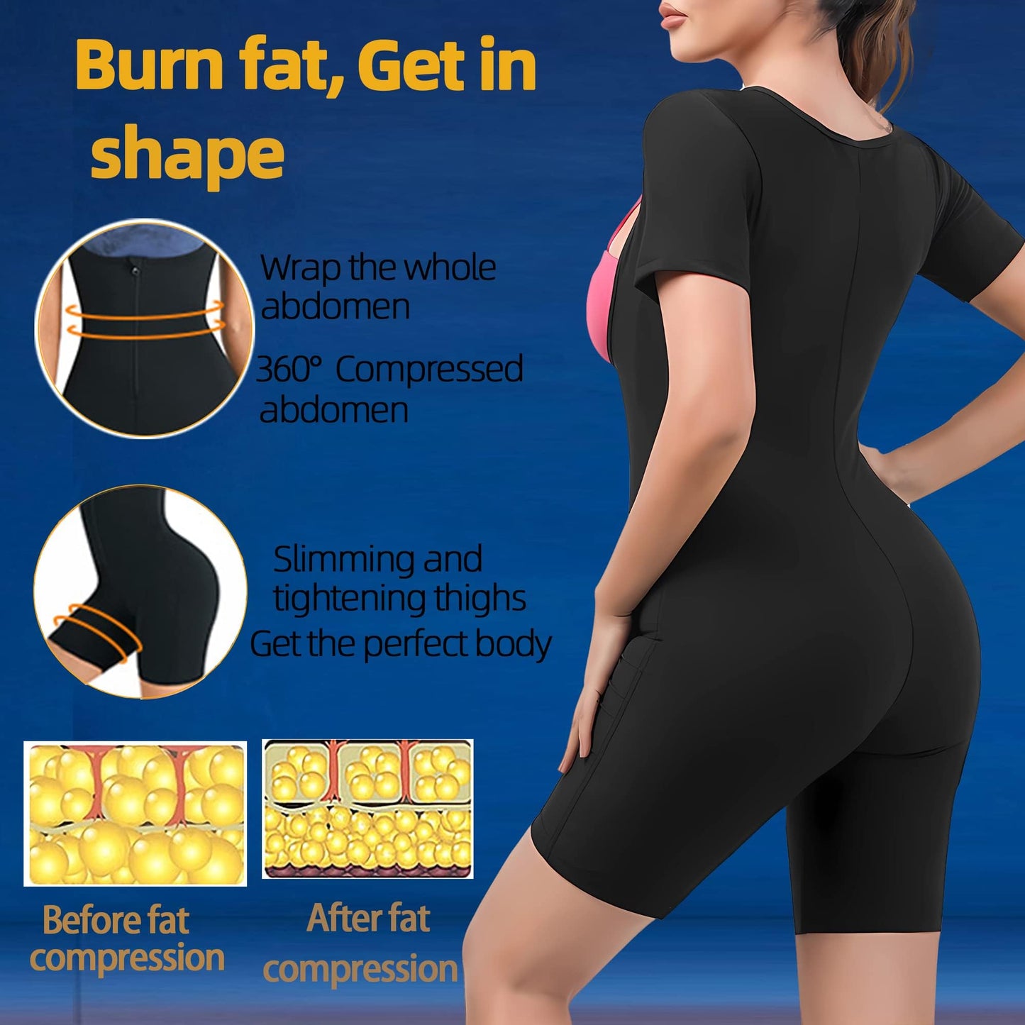 CEPORASK Sauna Suit For Women Weight Loss Full Body Workout Sweat Vest Waist Trainer Suana Suite Shirt Gym Slimming Shapewear (L)