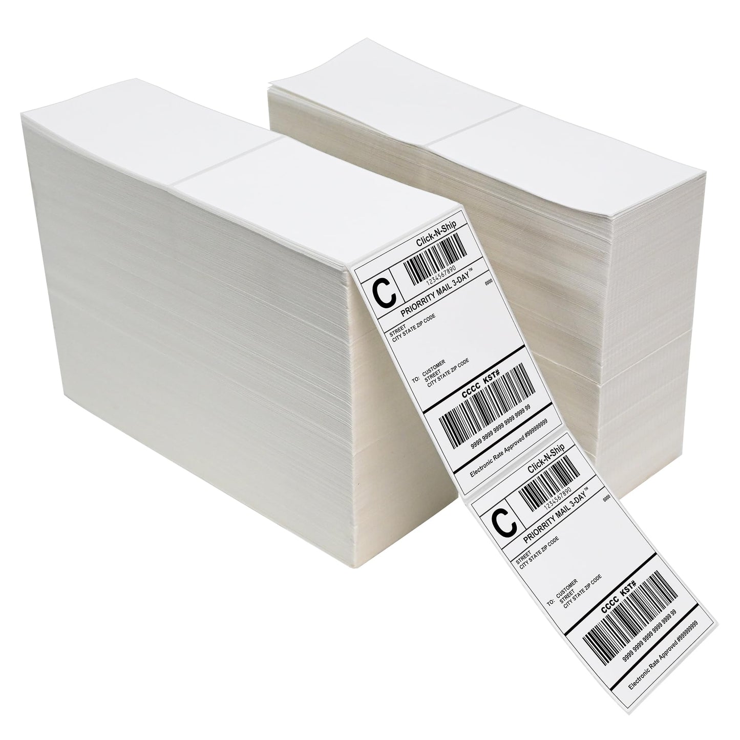 L LIKED 8000 Thermal Shipping Labels 4”x 6”in Fanfold, Permanent Adhesive, Perforated Line Labels Compatible with Direct Thermal Printings (2 Stacks, 4000 Labels/Stack)