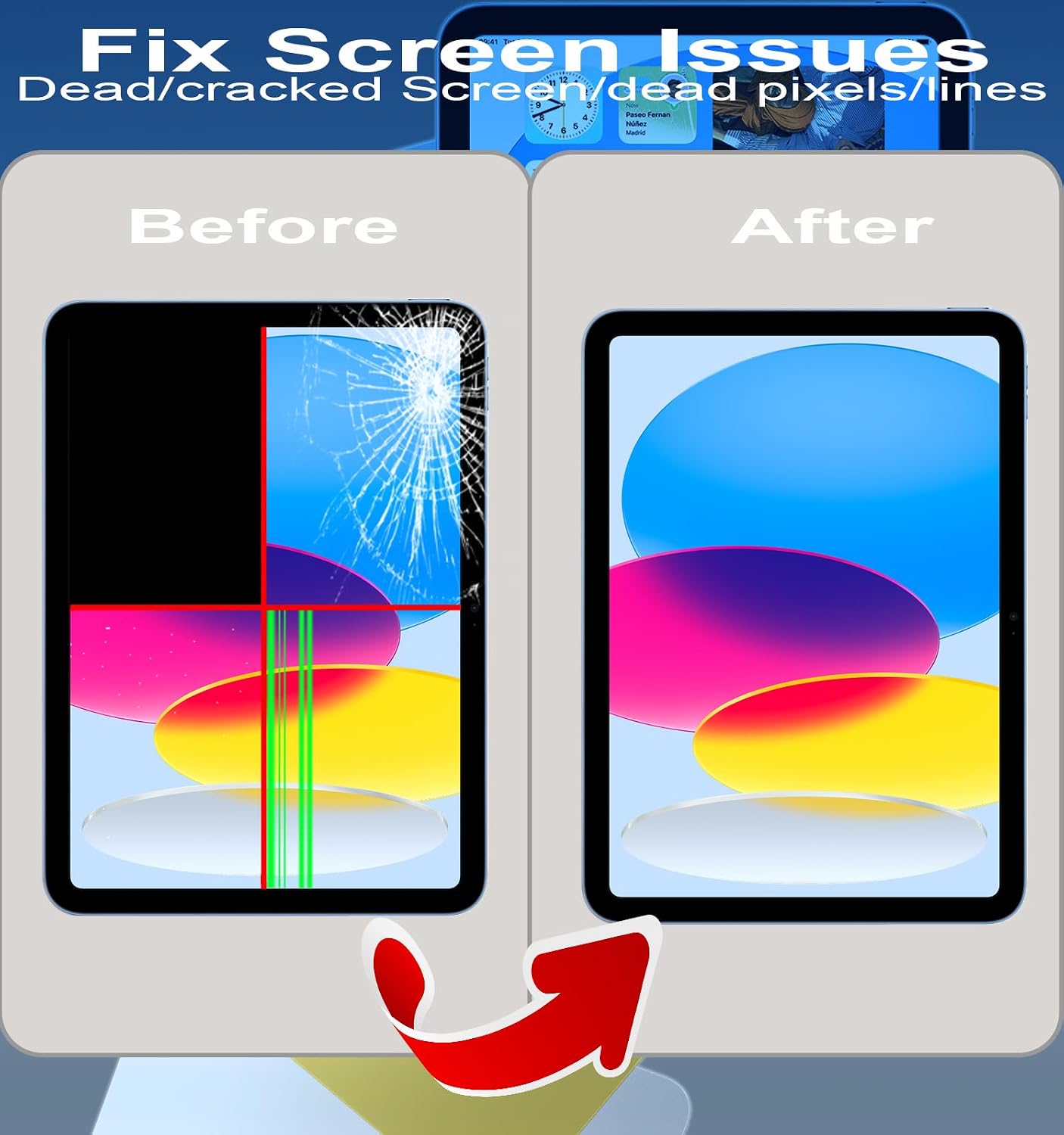 10th (10 2022) /A16 (2025) A2696 A2757 A2777 A3162 |A3354 A3355 A3356 10.9" for iPad Generation Gen Screen Repair