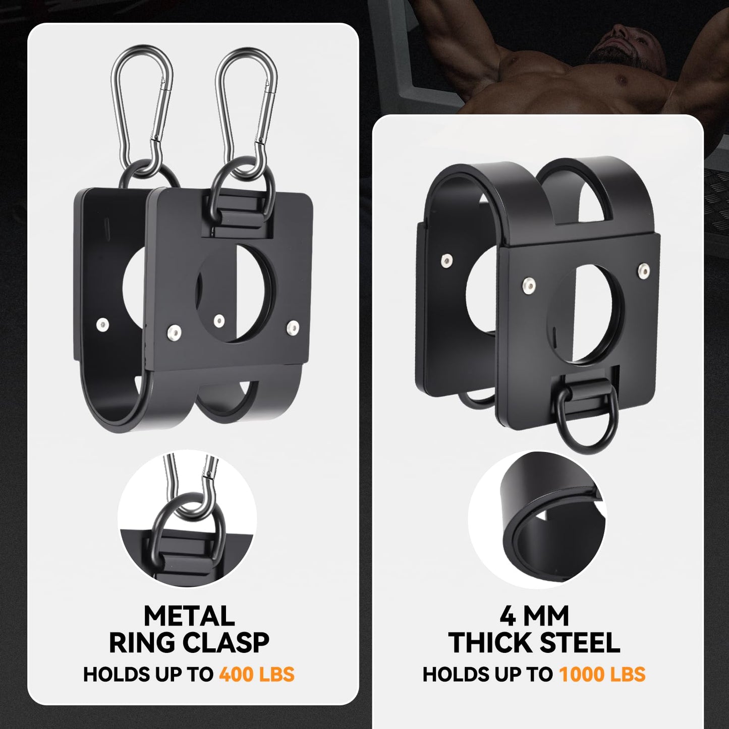 BROQIXIN 2 pcs Home Gym Clips : Load Dumbbells on Barbells, Turn Bars into Landmines, T-Bar Row with Any Grip, Hook Dumbbells on Dip Belts, Versatile Weightlifting Accessory