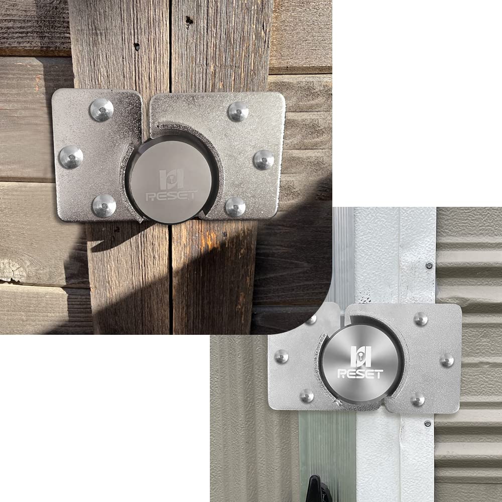 RESET-904 Heavy Duty Solid Steel Hidden Shackle Padlock with High Security Hasp, Anti-Cut Weatherproof Lock for Vans, Trucks, Trailers, Containers, Warehouses, and Sliding Doors - Silver