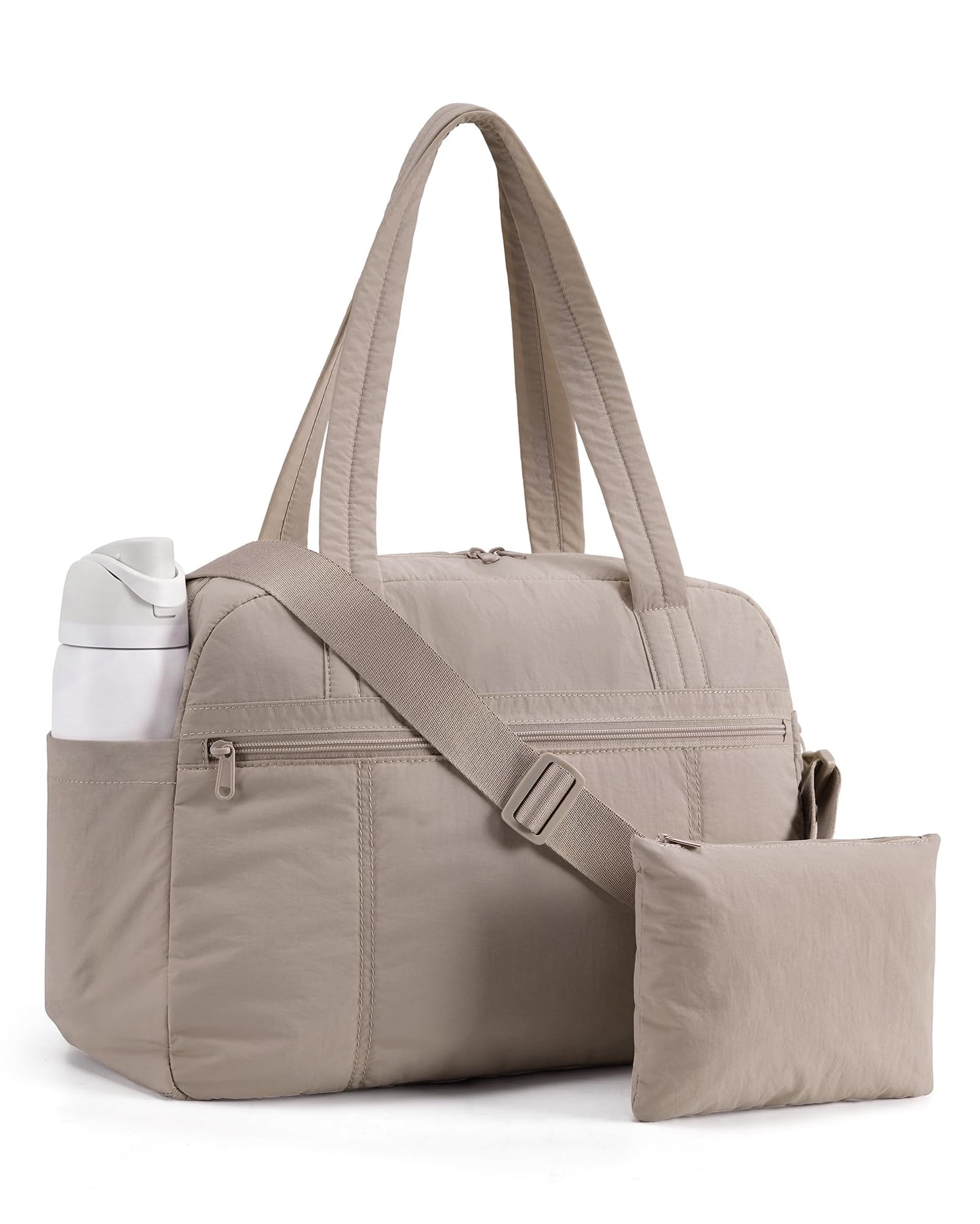 LIGHT FLIGHT Gym Bag for Women, Lightweight Personal Item Travel Bag, 20L Weekender Bag with Toiletry Pouch, Carry on Overnight Dance Bag, Camel
