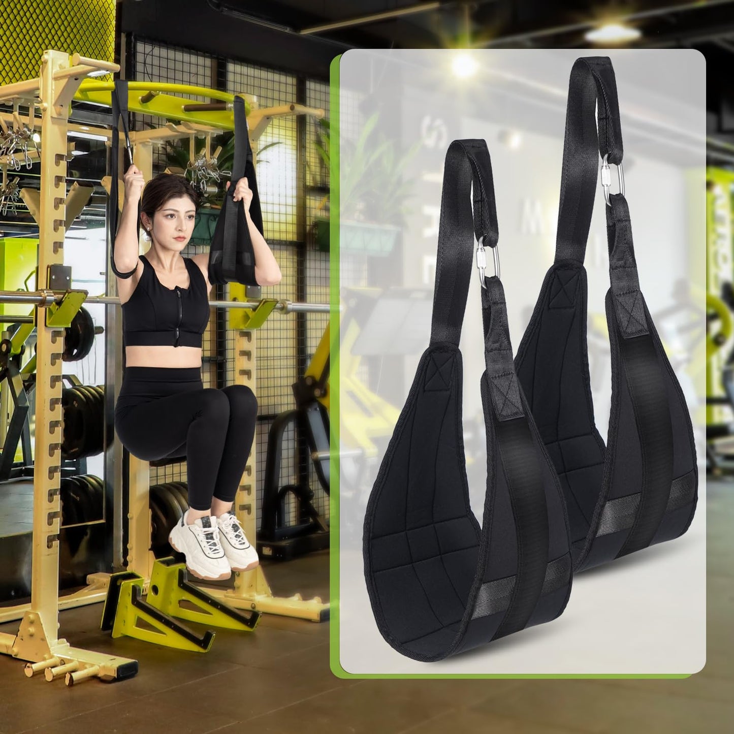 Hanging Ab Straps for Pull Up Bar, Fitness Abdominal Slings Straps for Core Strength Training, Pull Up Straps for Abdominal Leg Raise Exercise Fitness Workout Strength Training