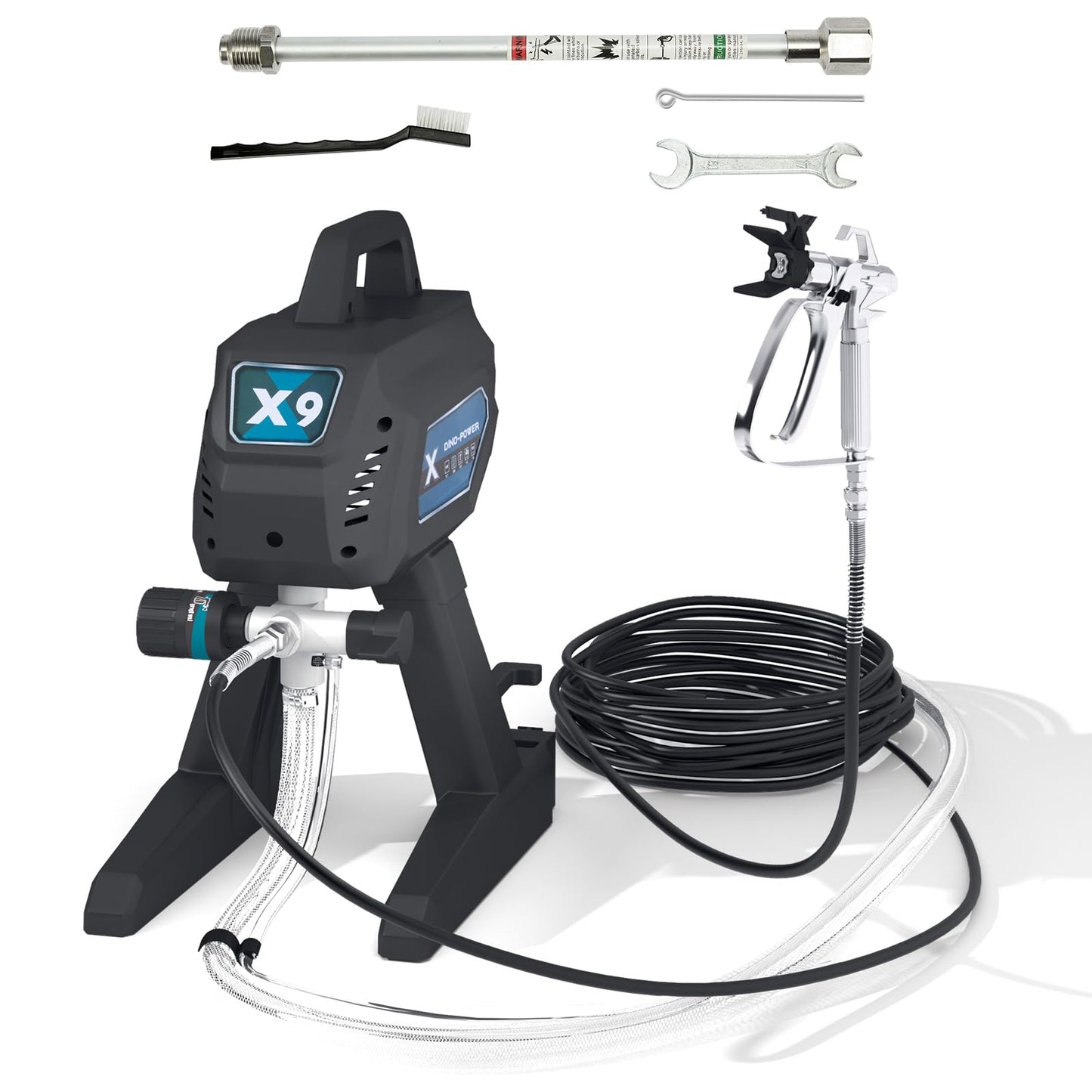 JFHID 2900PSI Airless Paint Sprayer, 4 Modes & Stepless Control, 700W 0.39GPM Electric Paint Sprayer with Rod & Kits, Indoor/Outdoor DIY to Industrial Spraying (Black)