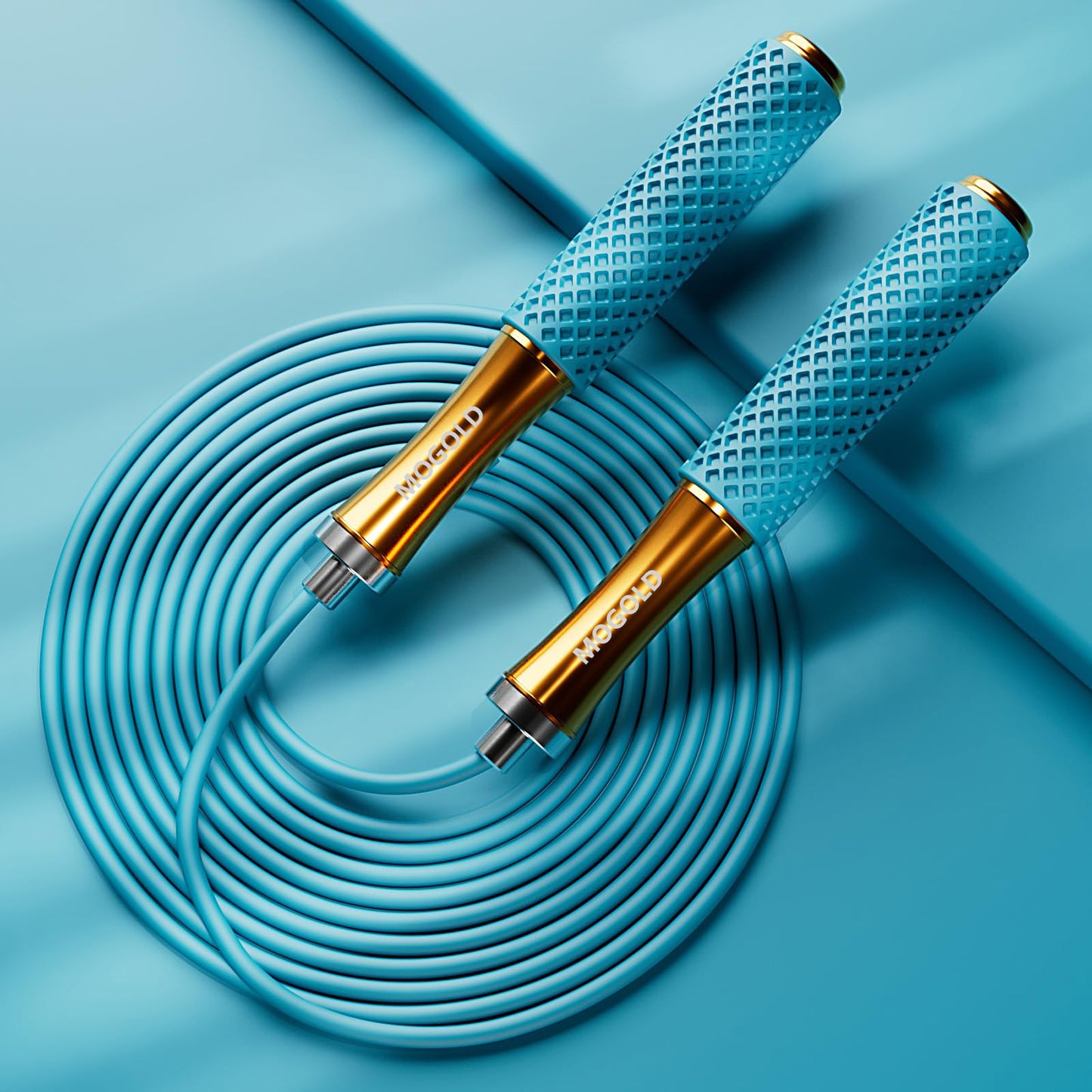 MOGOLD Jumping Rope For Men Women Kids - Alloy Handle Core Covered Silicone Grip With Ball Bearing- Adjustable 10ft long Skipping Rope - Good For Workout Fitness Weight loss (Black)