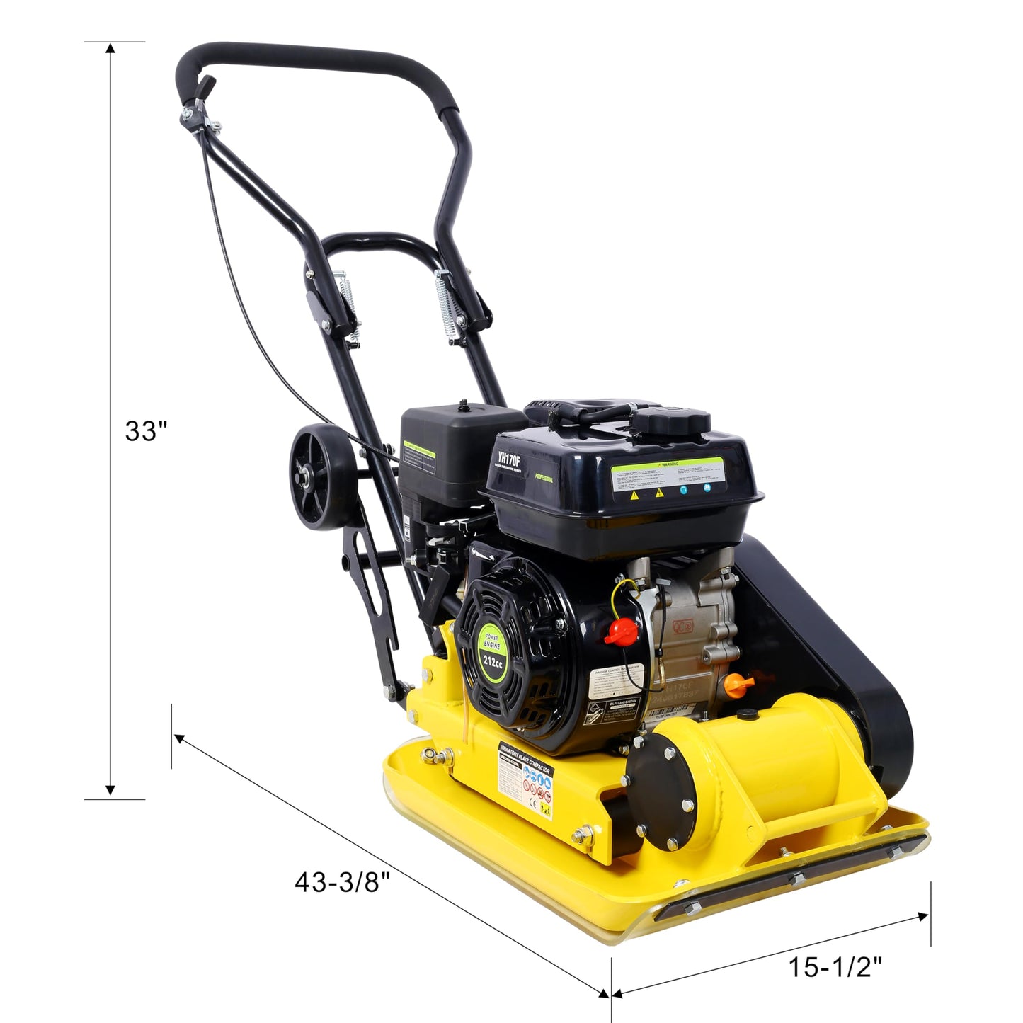 7.0HP Plate Compactor, 212CC Gas Engine, Vibratory Compaction Tamper, 20 x 14 in Plate Power Jumping Jack Tamper, 5500 VPM Pavement Compactor for Walkways, Asphalts, Paver Landscaping