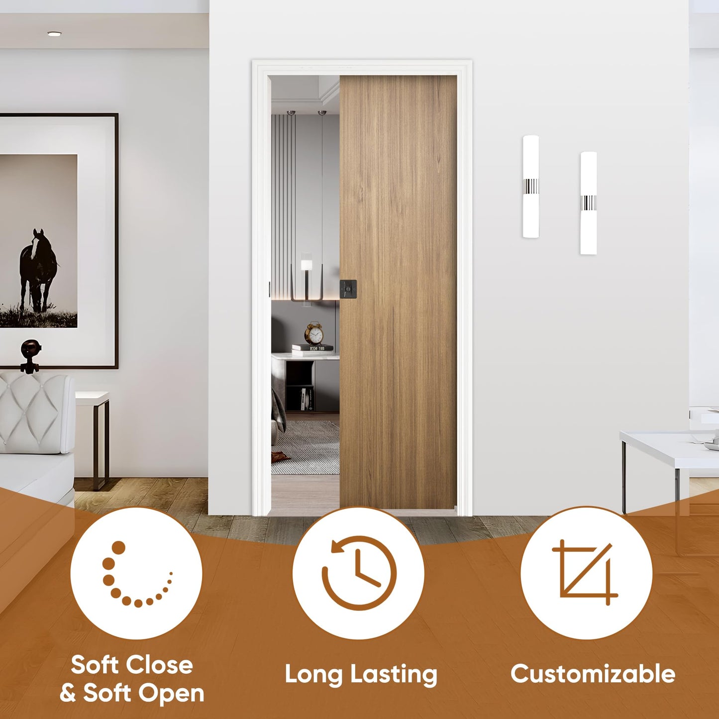 JUBEST 36"x 80" Pocket Door Frame Kit with 120LBS Soft Close Mechanism and Galvanized Steel Studs, Pocket Door Kit for 2x4 Stud Wall, Suitable for Doors Wide 24"-36", Easy to Install