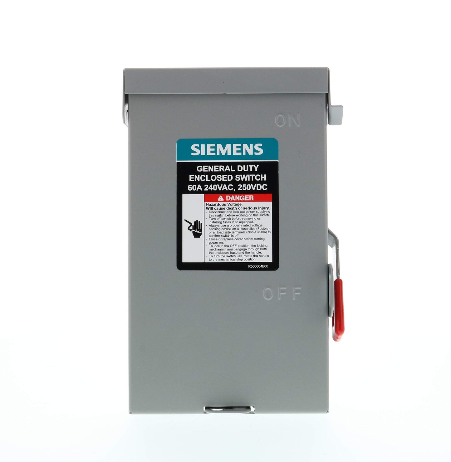 SIEMENS 2P 60A 240V General Duty Safety Switch Outdoor, Non-Fusible and SIEMENS W0816ML1125CU 125 amp Load Center