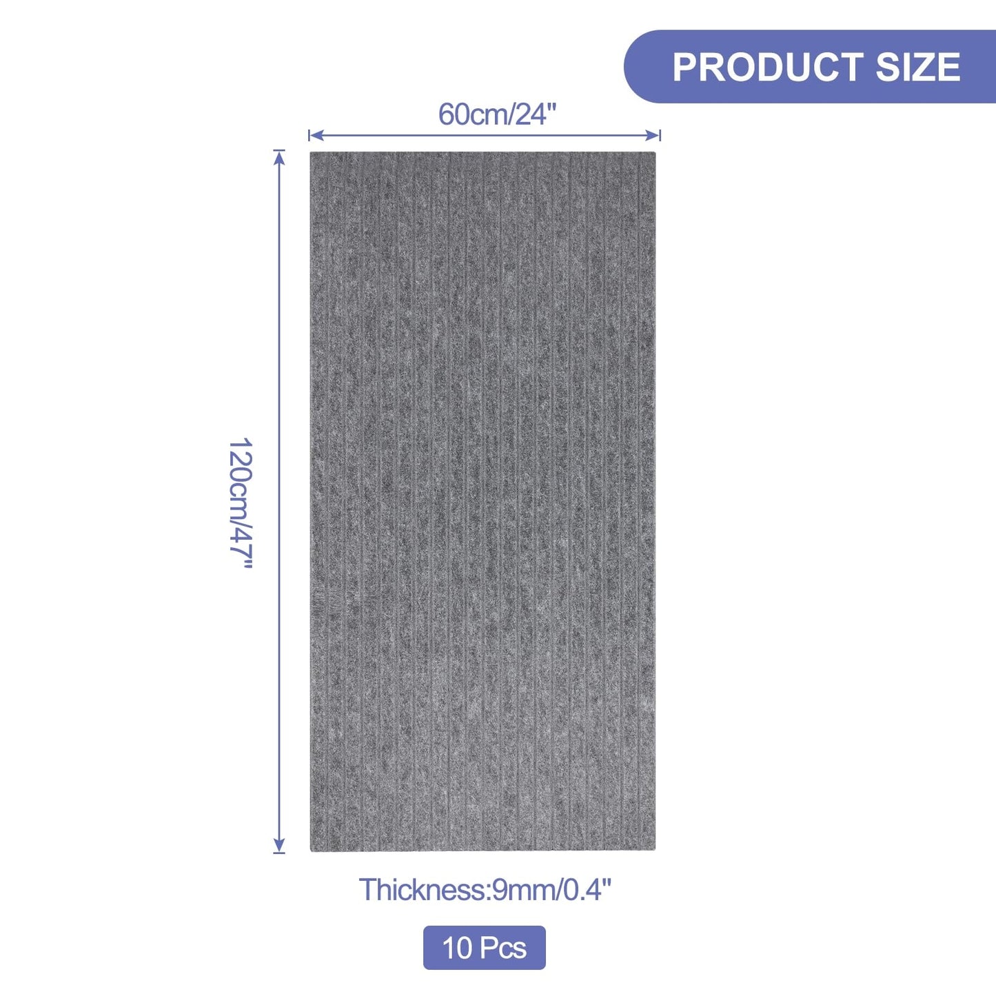 MECCANIXITY 10 Pack Acoustic Panel 47"x24"x0.4" Self Adhesive Soundproof Wall Panels Sound Absorbing Foam for Recording Room Studio Office, Dark Gray