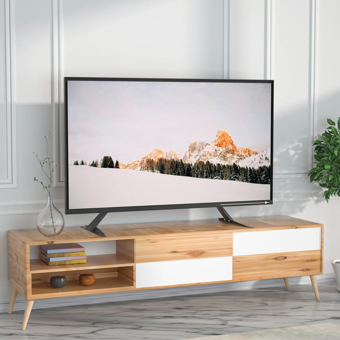WALI 55 inch 22-65 Inch 110lbs 800 500mm (TVS001), Universal TV Stand TV, TV Stand Mount for LCD Flat Screen TVs, Table