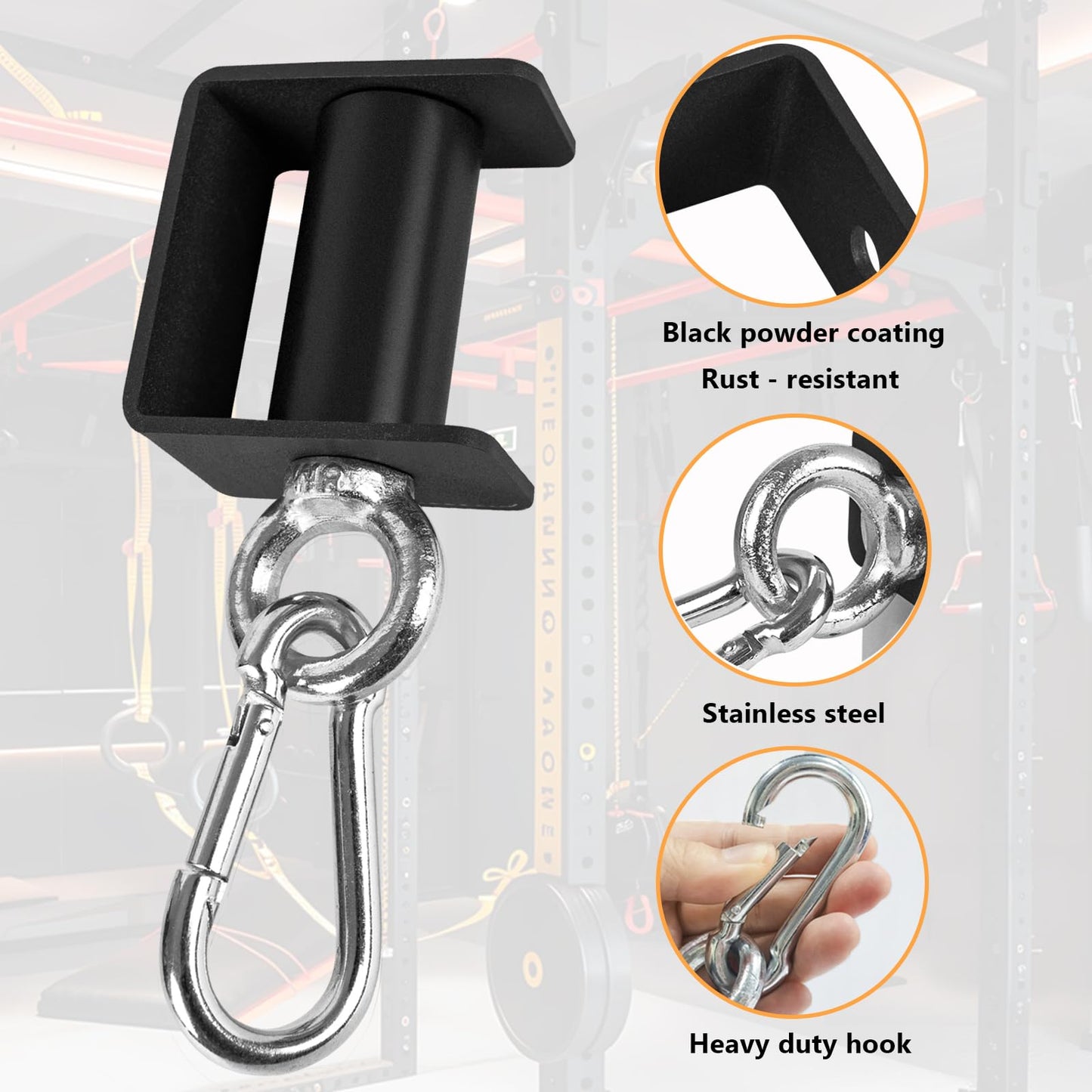 Ertuohg 2PCS Power Rack Attachments with Quick Connect Buckles, O-Ring Attachment for Power Rack Squat Racks, Heavy Duty Power Rack Shackle Band Attachment, Resistance Band Hooks Fits 1" Holes