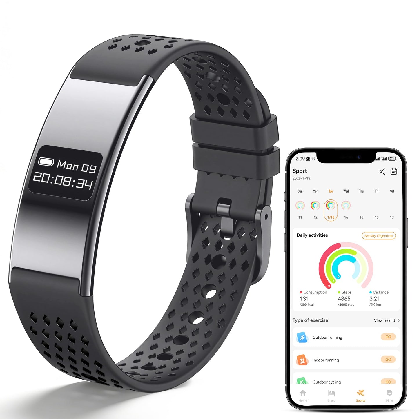 Irondance Smart Bracelet for Women Men,Wearable Activity & Fitness Tracker,All-Day Heart Rate/Stress/HRV/Step Monitor,24H Sleep Tracker,Multiple Sport Modes Smart Wristband with 2 Bands, Free APP