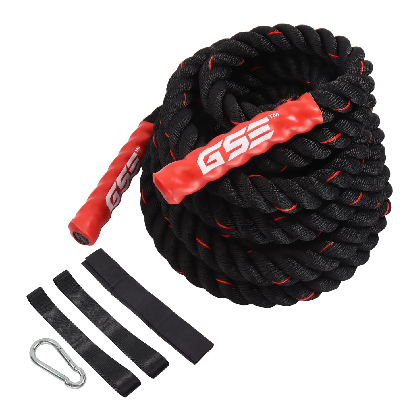 GSE Games & Sports Expert Gym Battle Rope, Heavy-Duty Workout Ropes for Indoor & Outdoor Workout, Exercise Rope for Strength Training - 30 Feet