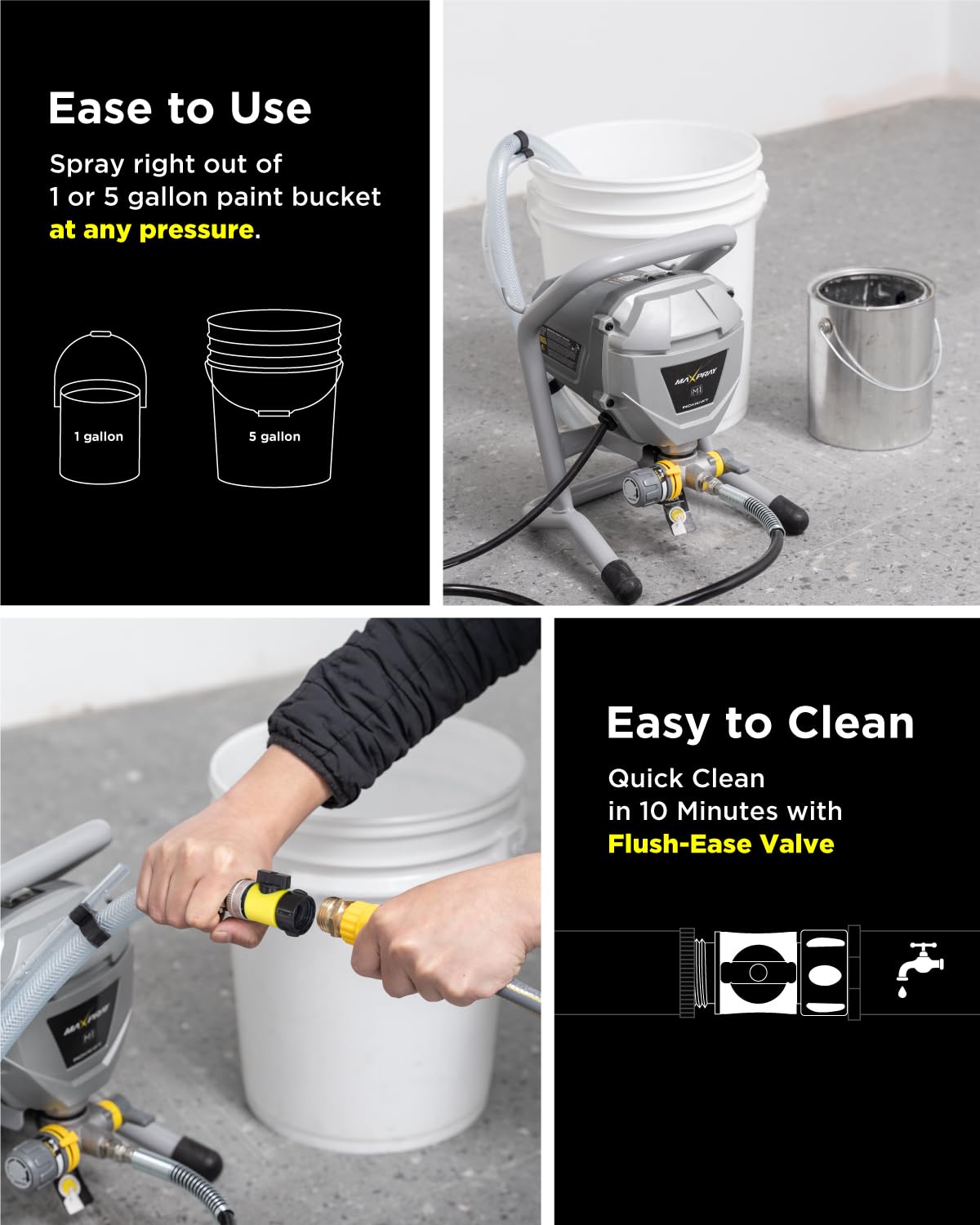 InoKraft MaXpray M1 Airless Paint Sprayer, 3000 PSI 550W Corded Electric, Thinning-Free for Latex & Stain, DIY Home Interior Exterior Walls Fences Decks, Includes Spray Gun Kit & 12" Tip Extension