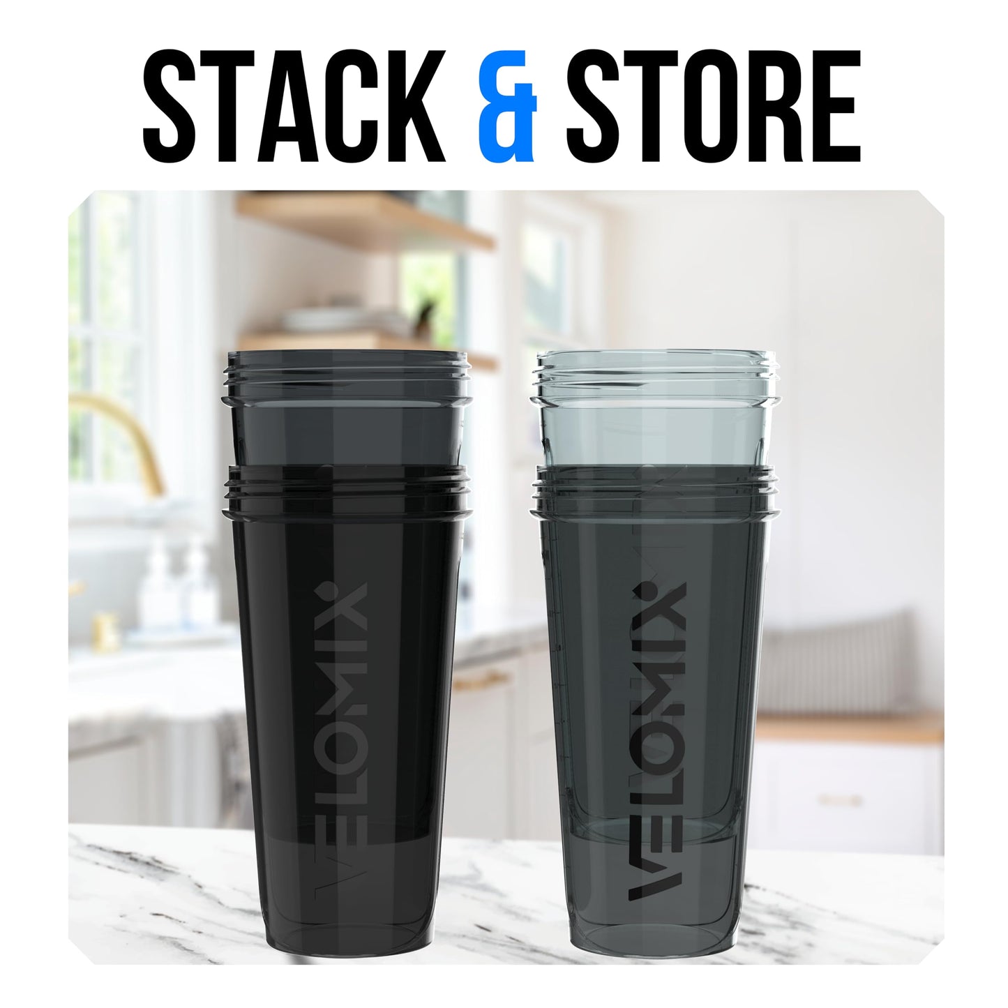 VELOMIX -4 Pack- 28 oz Protein Shaker Bottles for Protein Mixes - 4x Wire Whisk | Leak Proof Shaker Cups for Protein Shakes | Stackable Protein Shaker Bottle Pack (A1) Silver Aurora