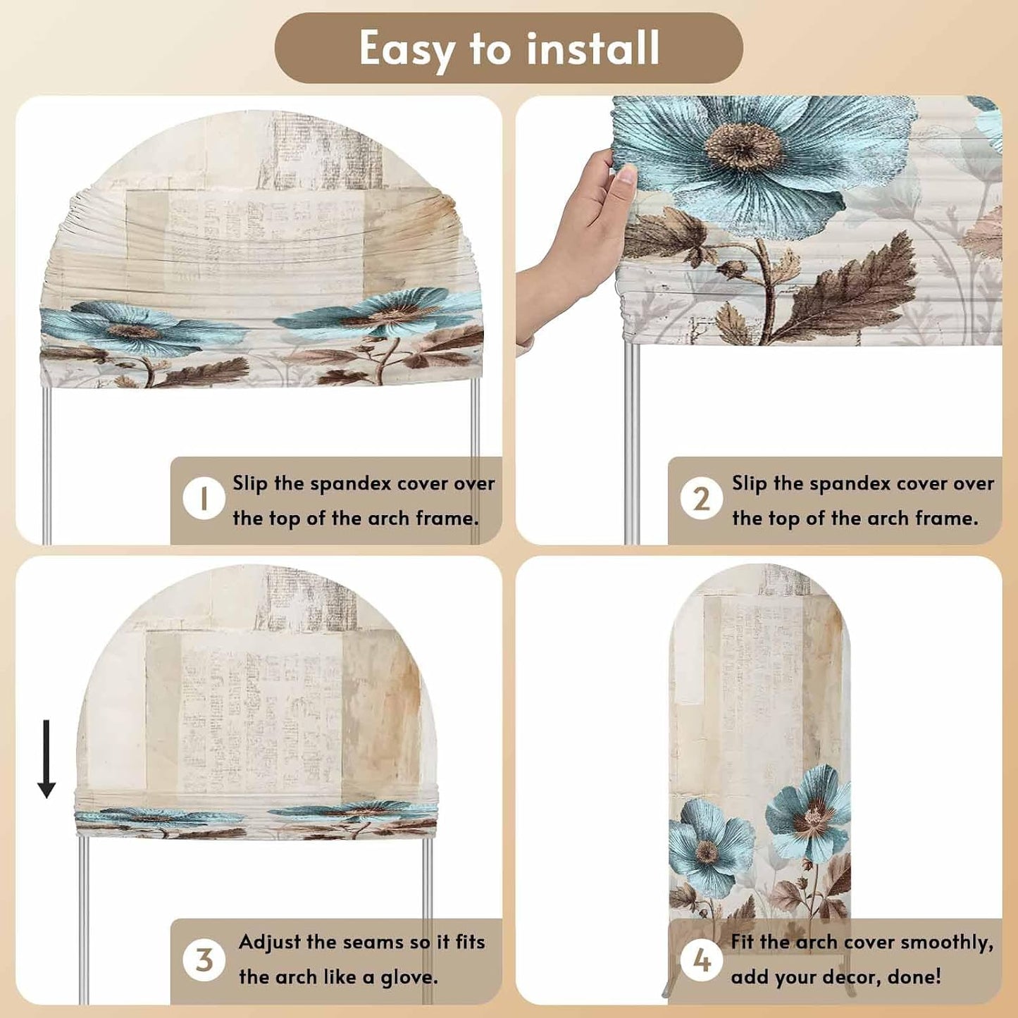 Duskova Living 4 Teal Broccoli Arch Backdrop Cover FT, Rustic Farmhouse Flower Leaf Retro Brown Wedding Arch Cover