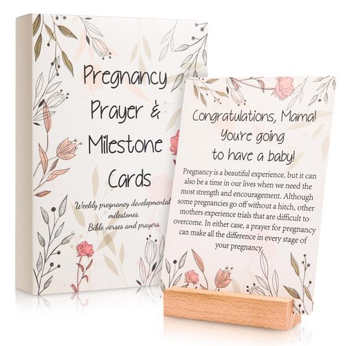 EIHFHIE 20 Pcs Pregnancy Prayer Cards, Pregnancy Must Haves for First Time Mom Gifts, 42 Weekly Prayer & Pregnancy Milestone Cards for Expecting Mother, Best Gifts for Expectant Moms