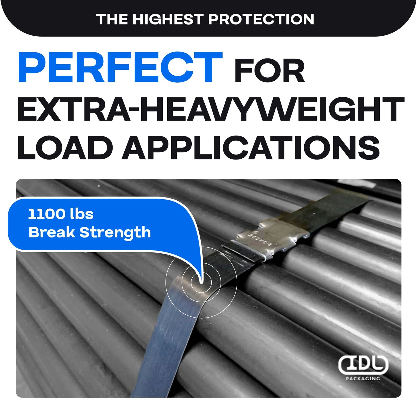 IDL Packaging 1/2" x 200' Steel Banding Strapping Kit, 1100 lbs Break Strength - Premium Heavy-Duty Banding Tool for Pallet Strapping - Strapping Tensioner, Sealer, Cutter/Crimper