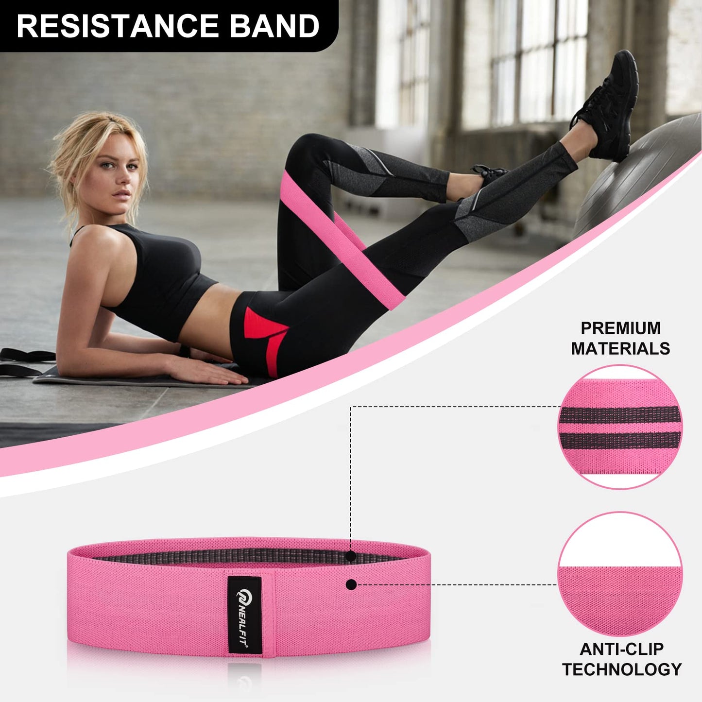 NEALFIT Barbell Pad Set for Squats, Lunges and Hip Thrusts, Neck & Shoulder Protective Pad, Standard Olympic Bars with 2 Gym Ankle Straps, Hip Resistance Band, Barbell Pad, Carry Bag (Pink)
